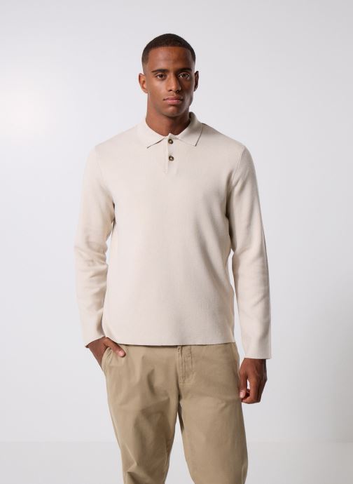 Only & Sons Pulls ONSCOOPER REG LS 12 POLO KNIT homme beige