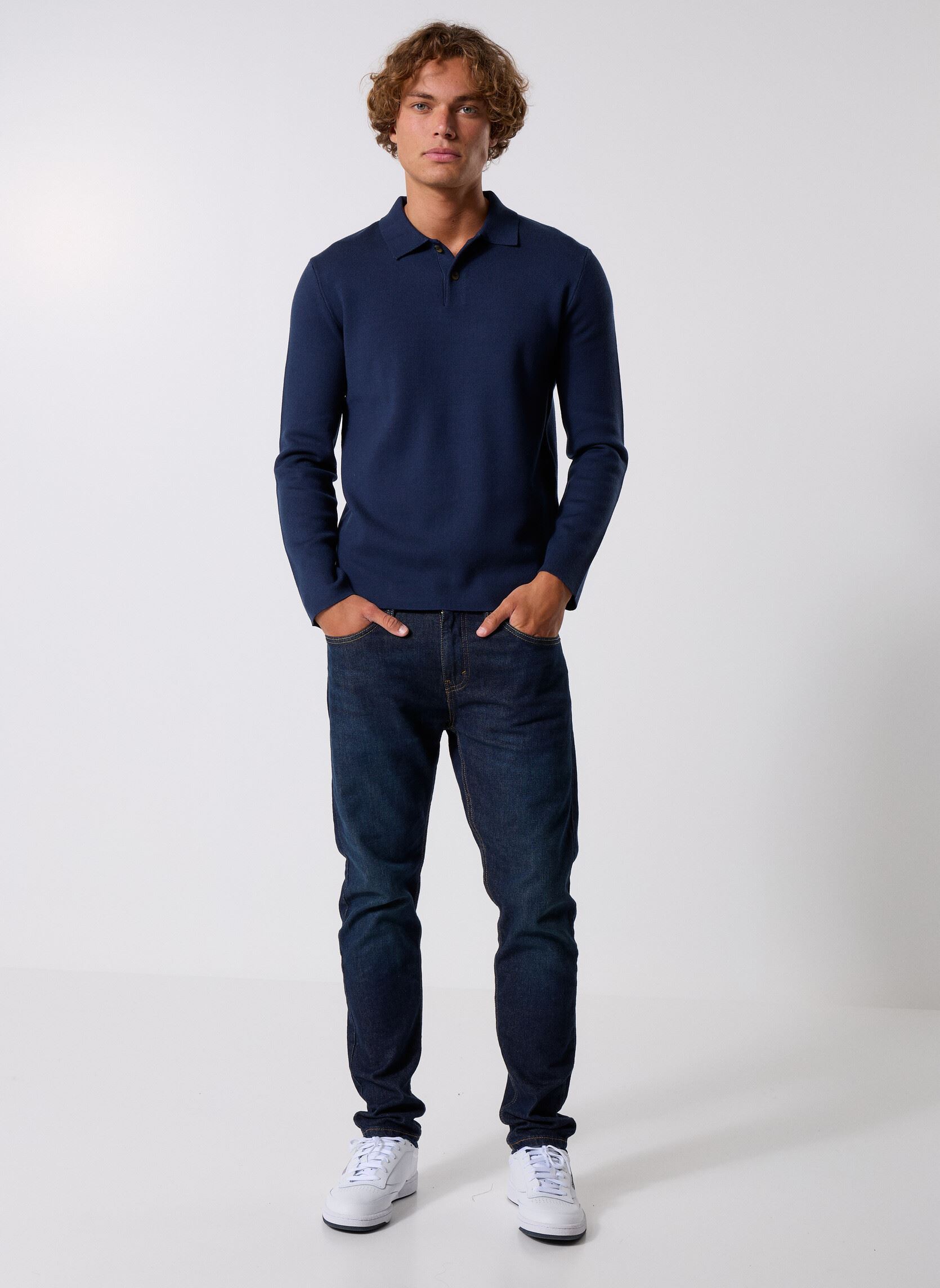 Pullover ONSCOOPER REG LS 12 POLO KNIT herren blau Only & Sons Pullover ONSCOOPER REG LS 12 POLO KNIT herren blau BLUE NIGHTS