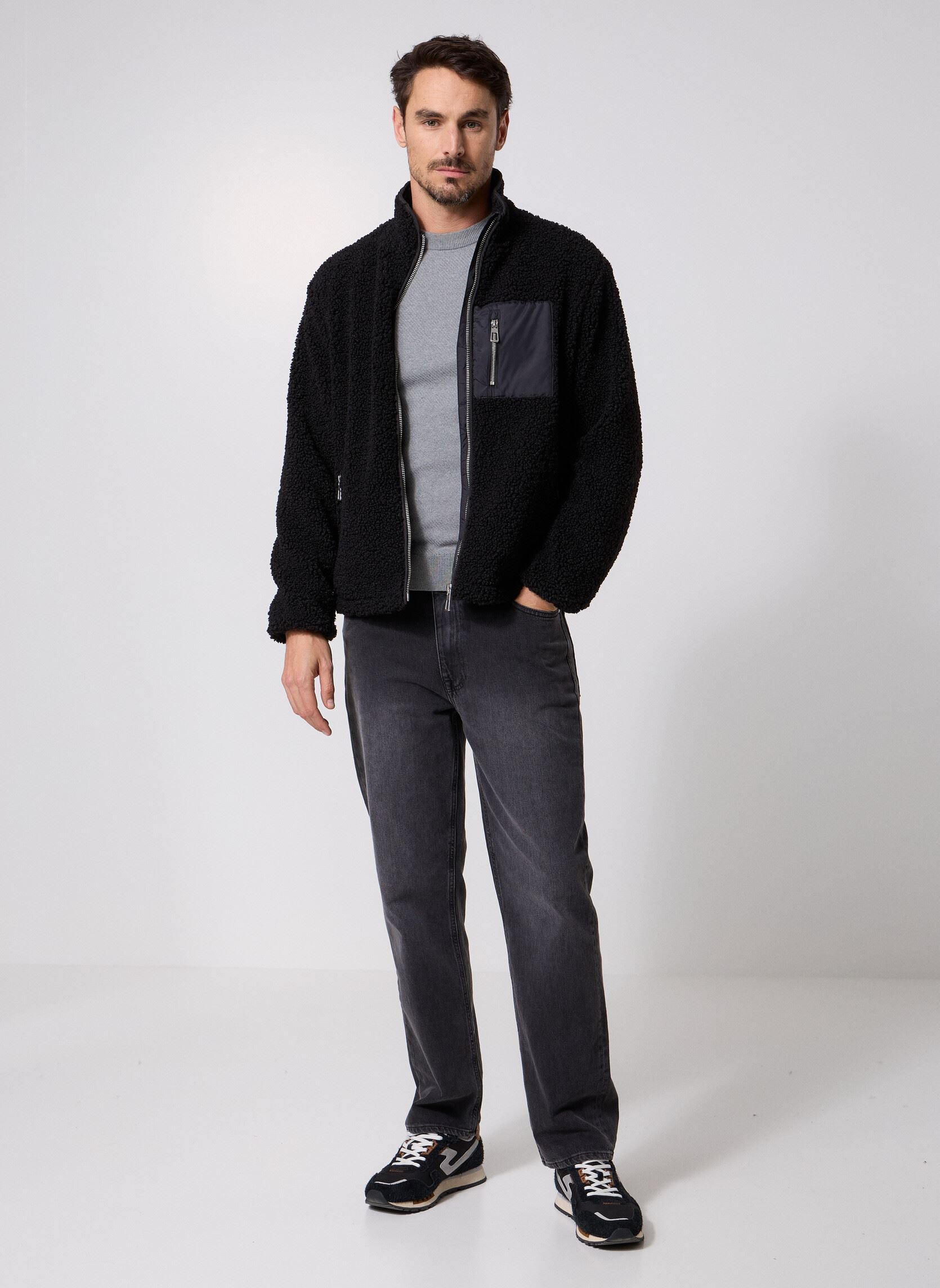 Fleece-Jacken ONSJAIMY SHERPA JACKET OTW herren schwarz Only & Sons Fleece-Jacken ONSJAIMY SHERPA JACKET OTW herren schwarz BLACK