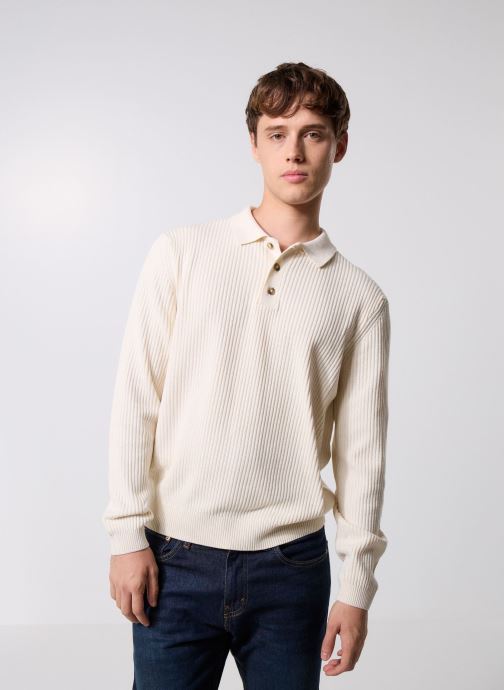 Only & Sons Pulls ONSLAW REG LS POLO KNIT FRML homme blanc