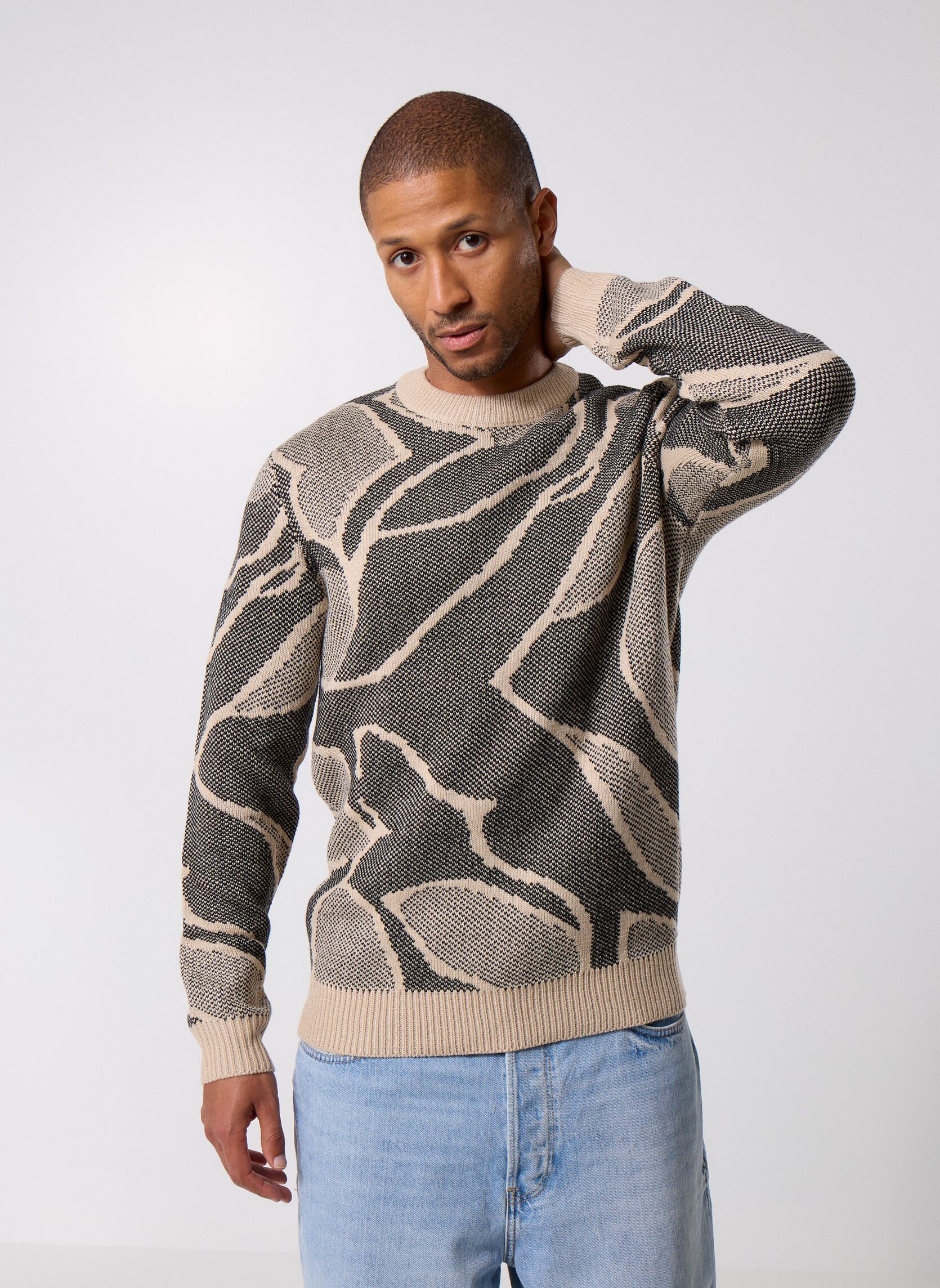 Vêtements Only & Sons ONSLONG REG LS CREW JAQUARD KNIT pour Homme