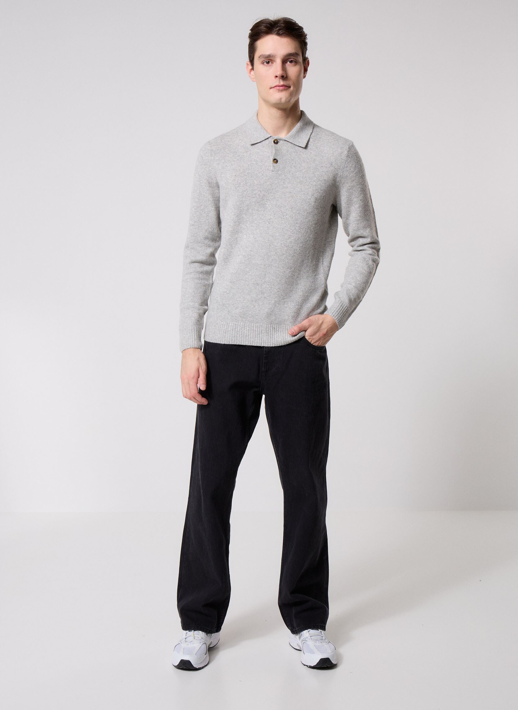 Pulls ONSJAY REG LS POLO KNIT homme gris Only & Sons Pulls ONSJAY REG LS POLO KNIT homme gris LIGHT GREY MELANGE