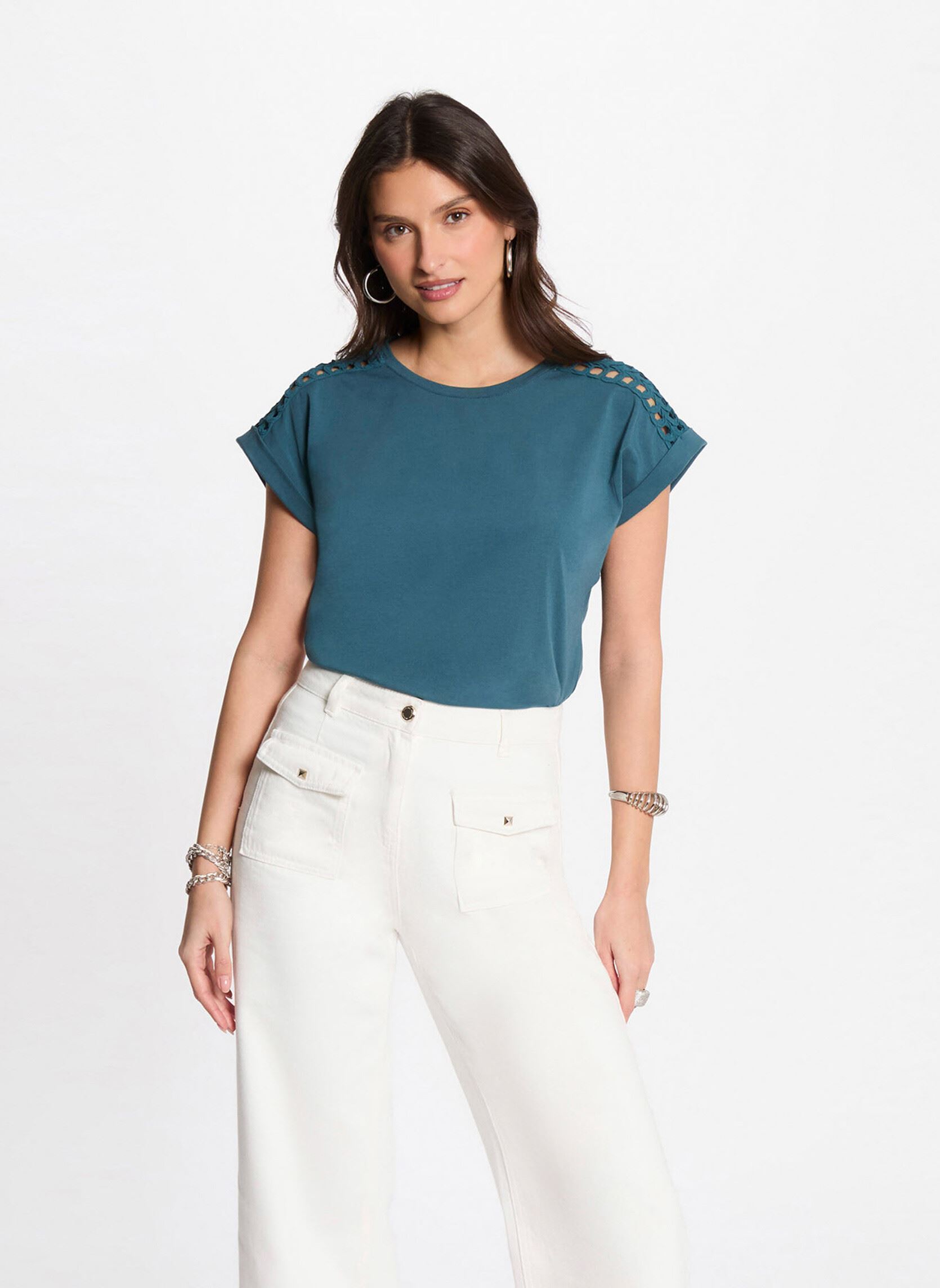 T shirt manches courtes pétrole femme - vue 2