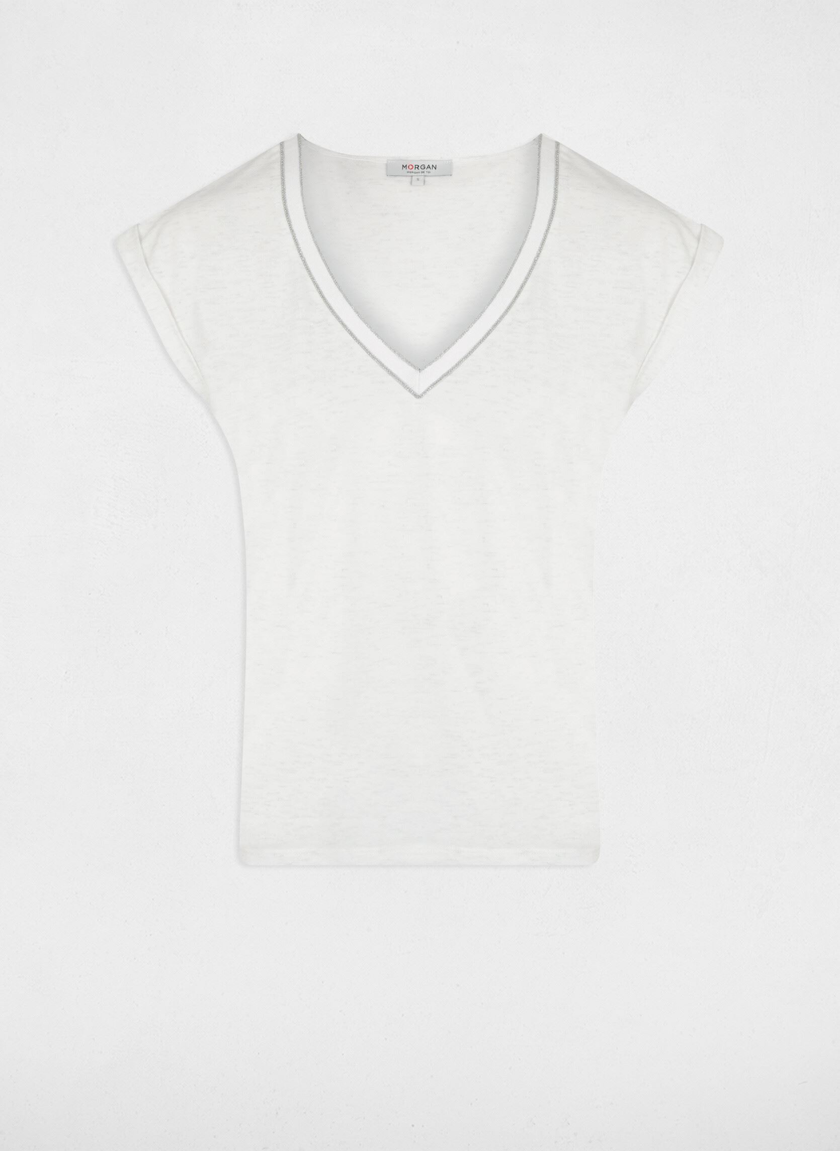 Tee-shirts manches courtes 242-DAYA femme blanc Morgan Tee-shirts manches courtes 242-DAYA femme blanc Ecru