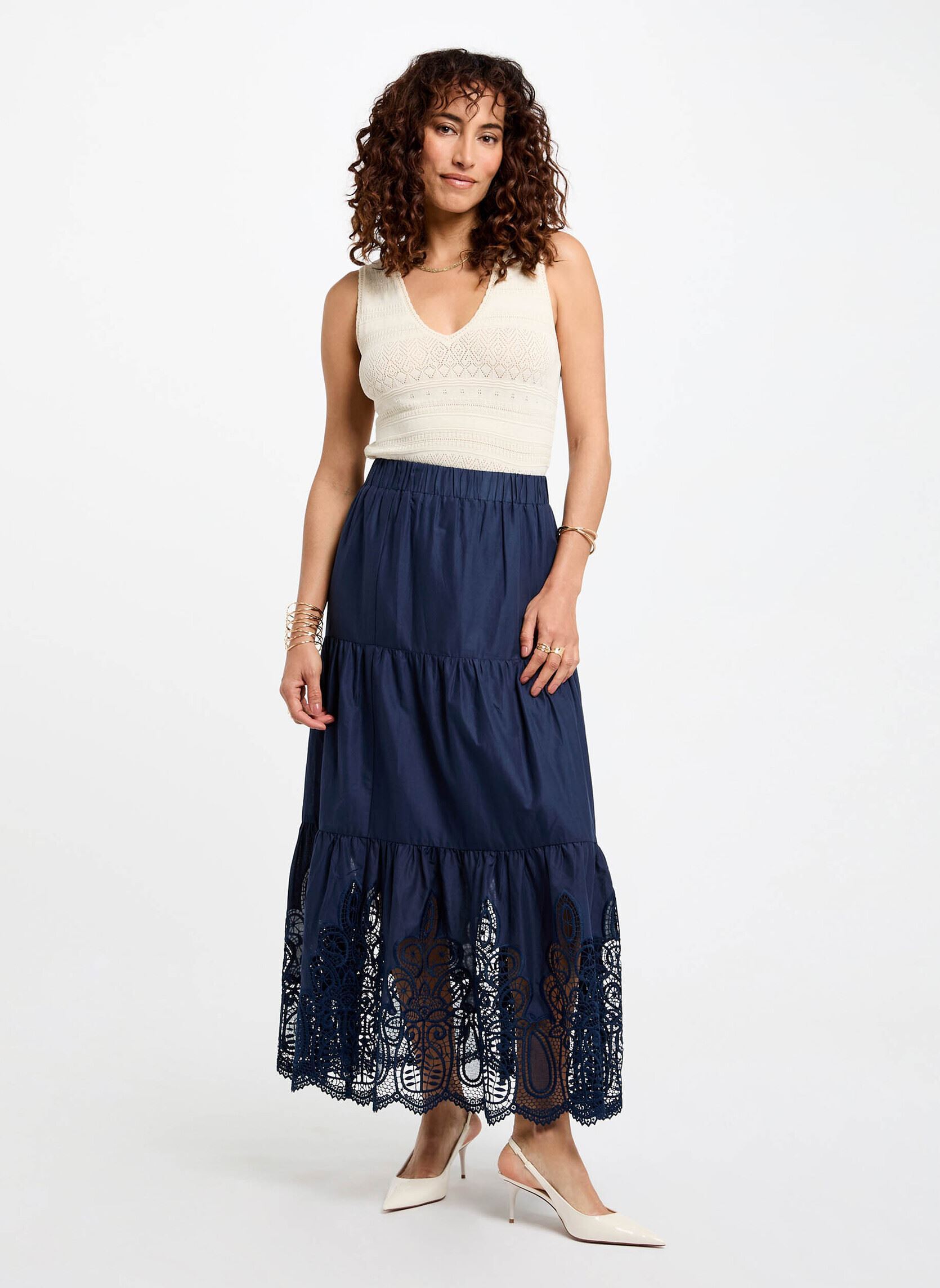 Halflange rokken 251-JBOY dames blauw Morgan Halflange rokken 251-JBOY dames blauw ARDOISE M