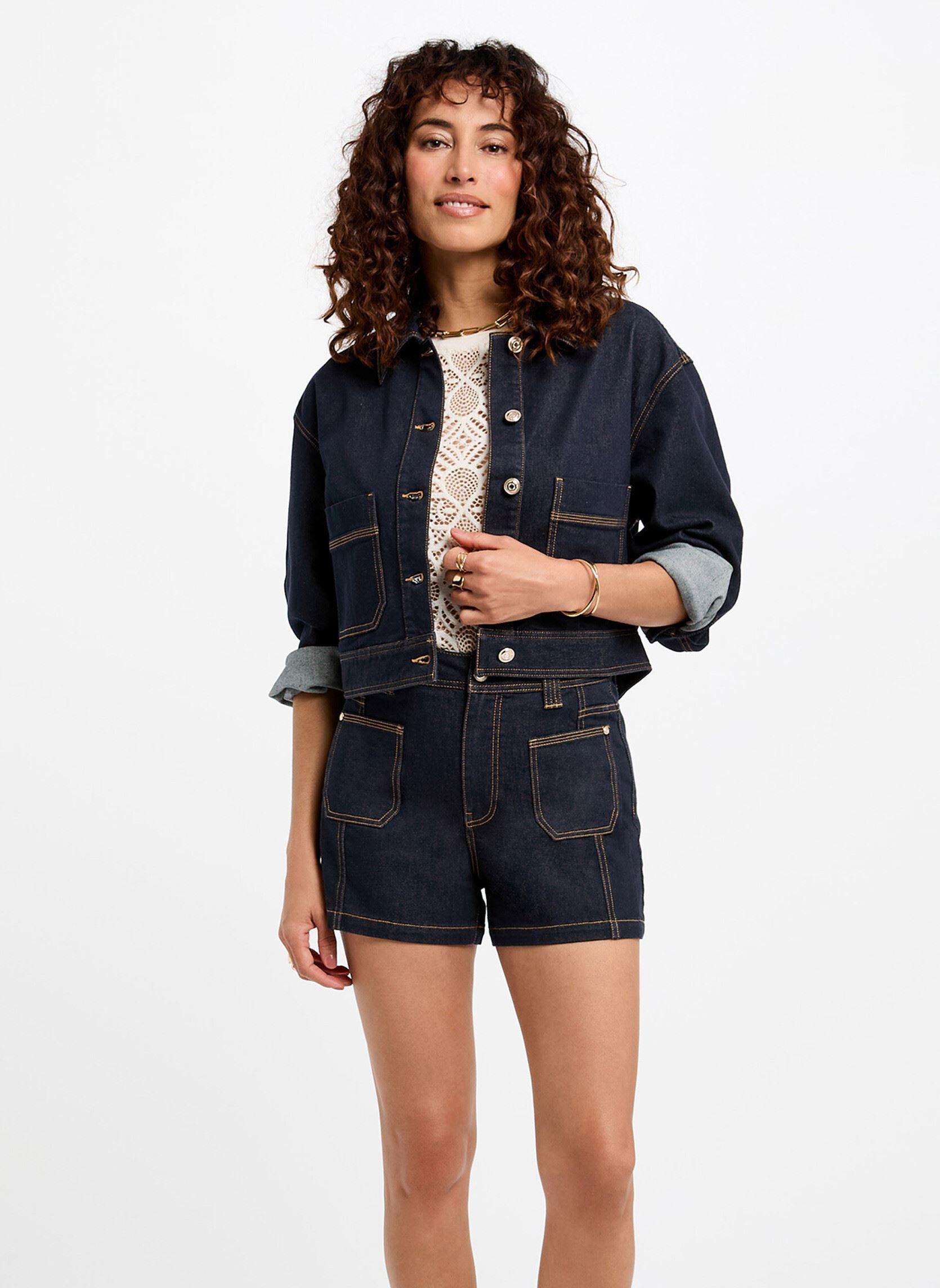 Blouson court en jean brut femme - vue 2