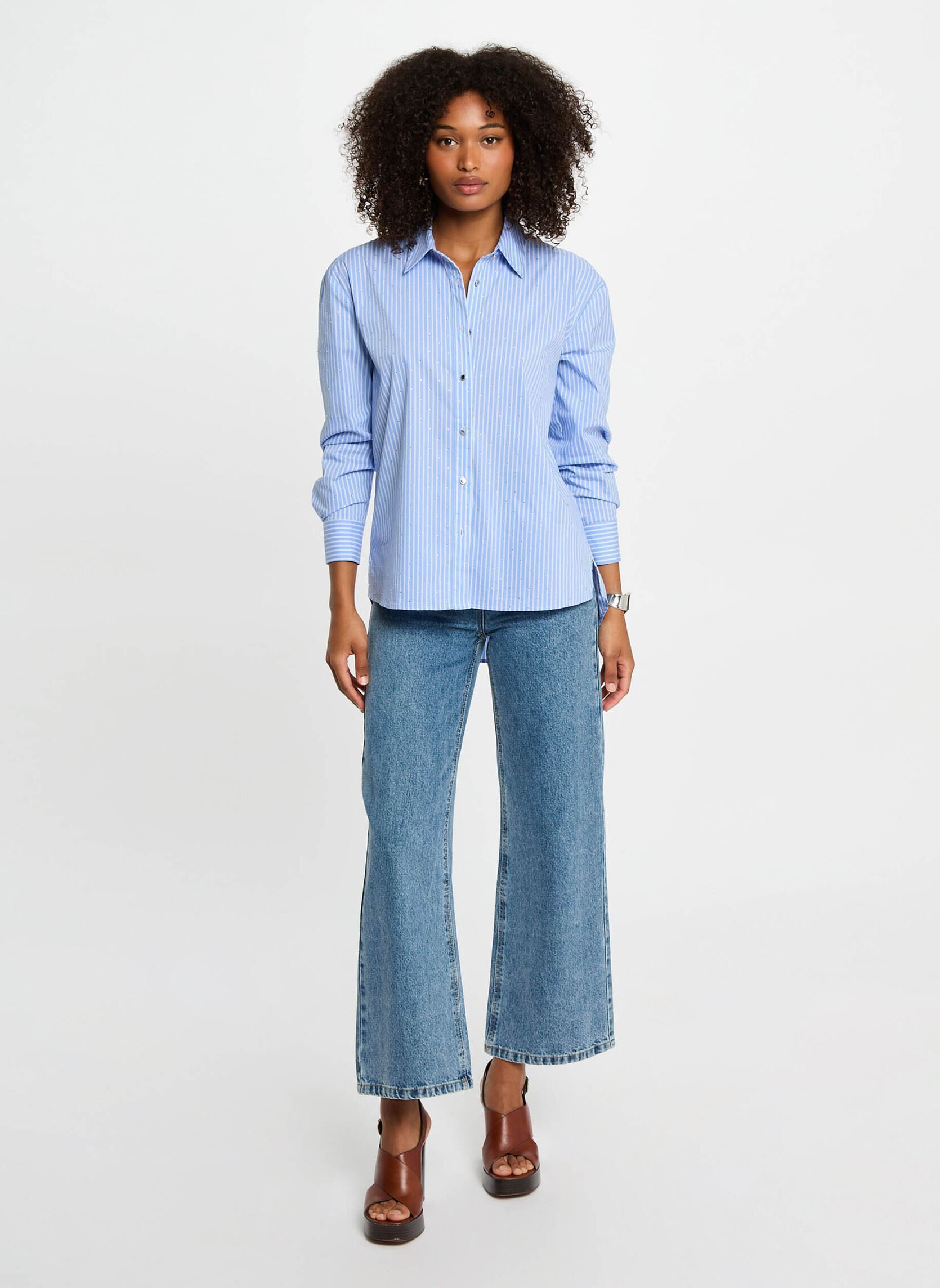 Chemises manches longues 252-CRAY femme bleu Morgan Chemises manches longues 252-CRAY femme bleu CIEL M