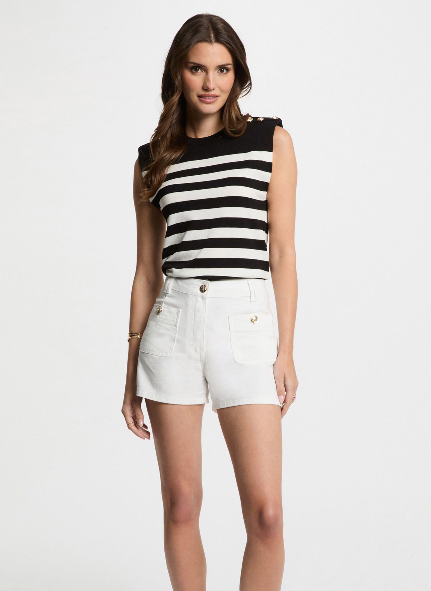 Pull sans manches rayé femme - vue 2