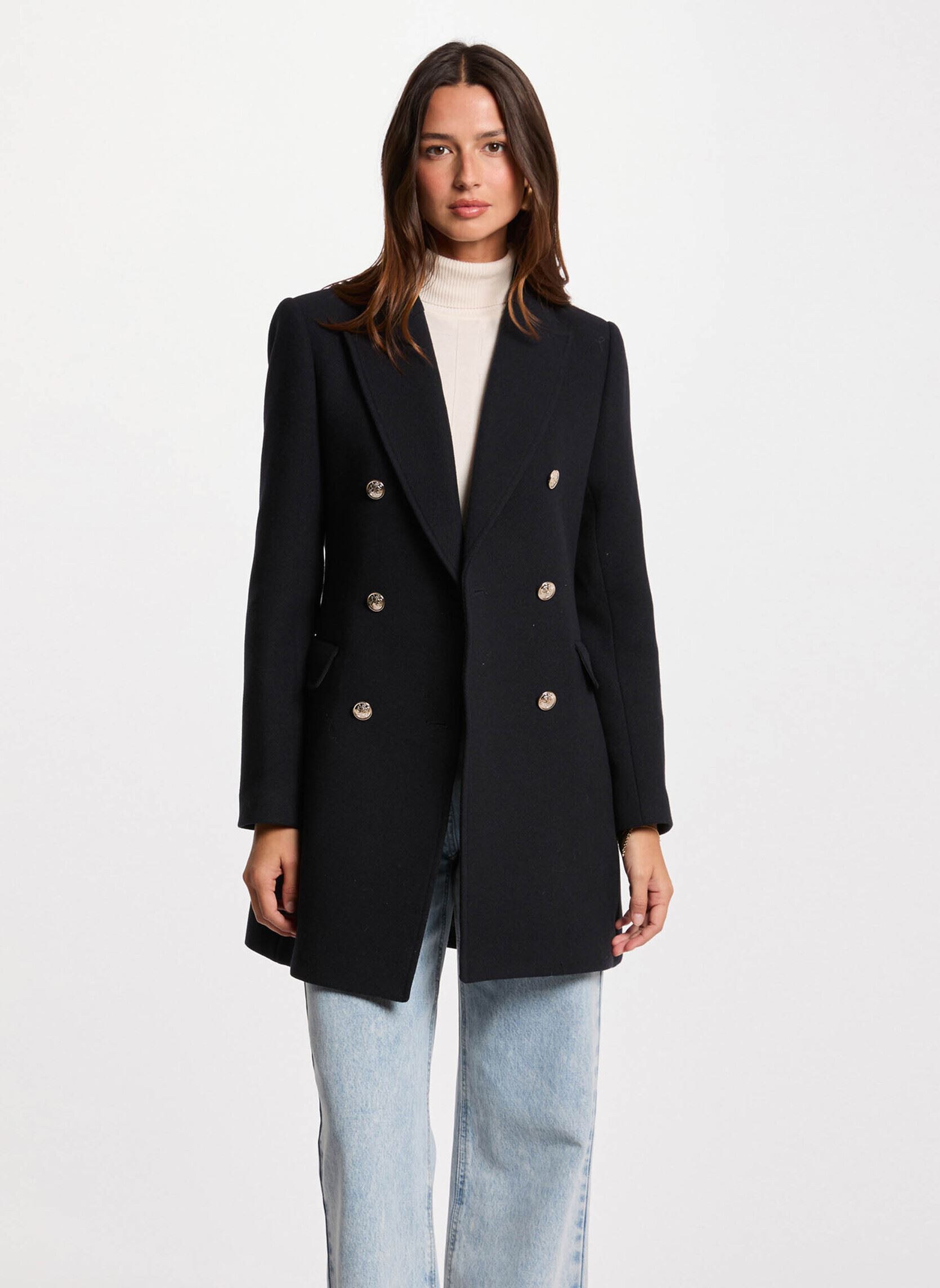 Manteau mi long avec boutons femme - vue 6