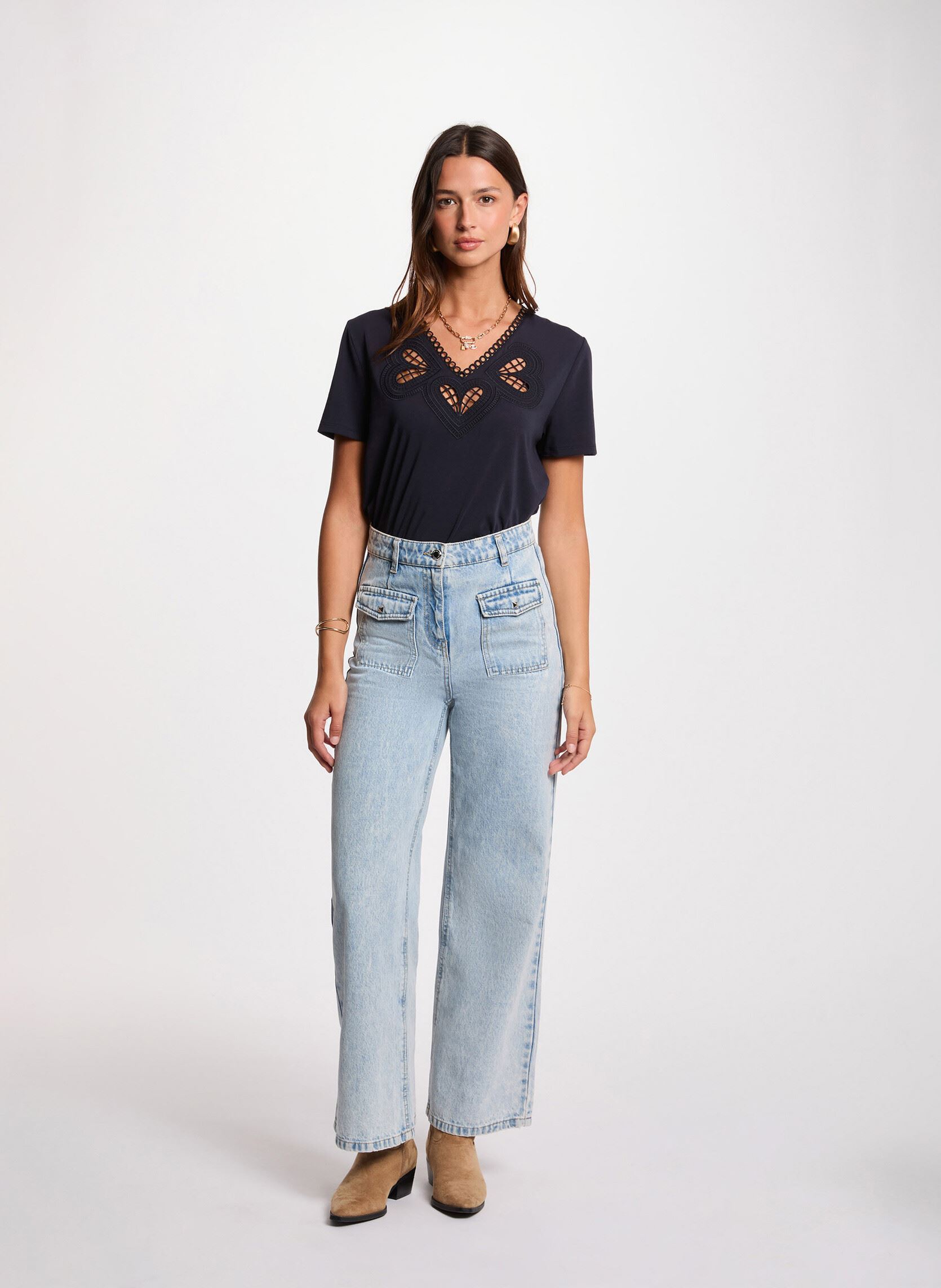 Kurzarm-T-Shirts 252-DOMASKO damen blau Morgan Kurzarm-T-Shirts 252-DOMASKO damen blau MARINE M
