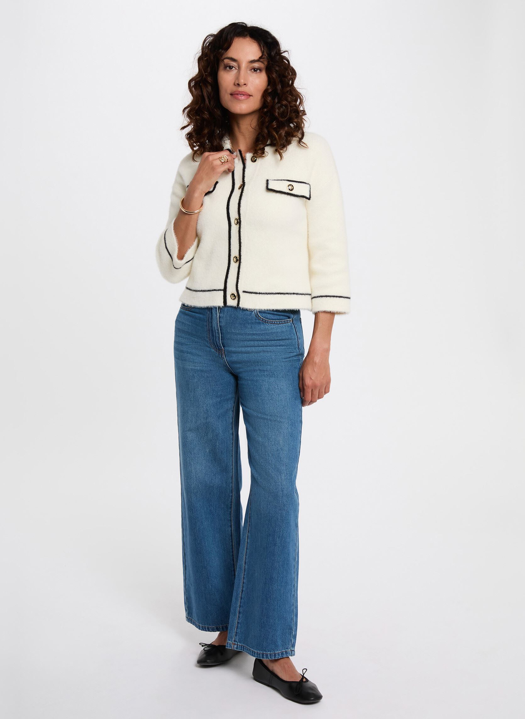 Strickjacken und Westen 252-MCLAIRE damen weiß Morgan Strickjacken und Westen 252-MCLAIRE damen weiß OFF WHITE M