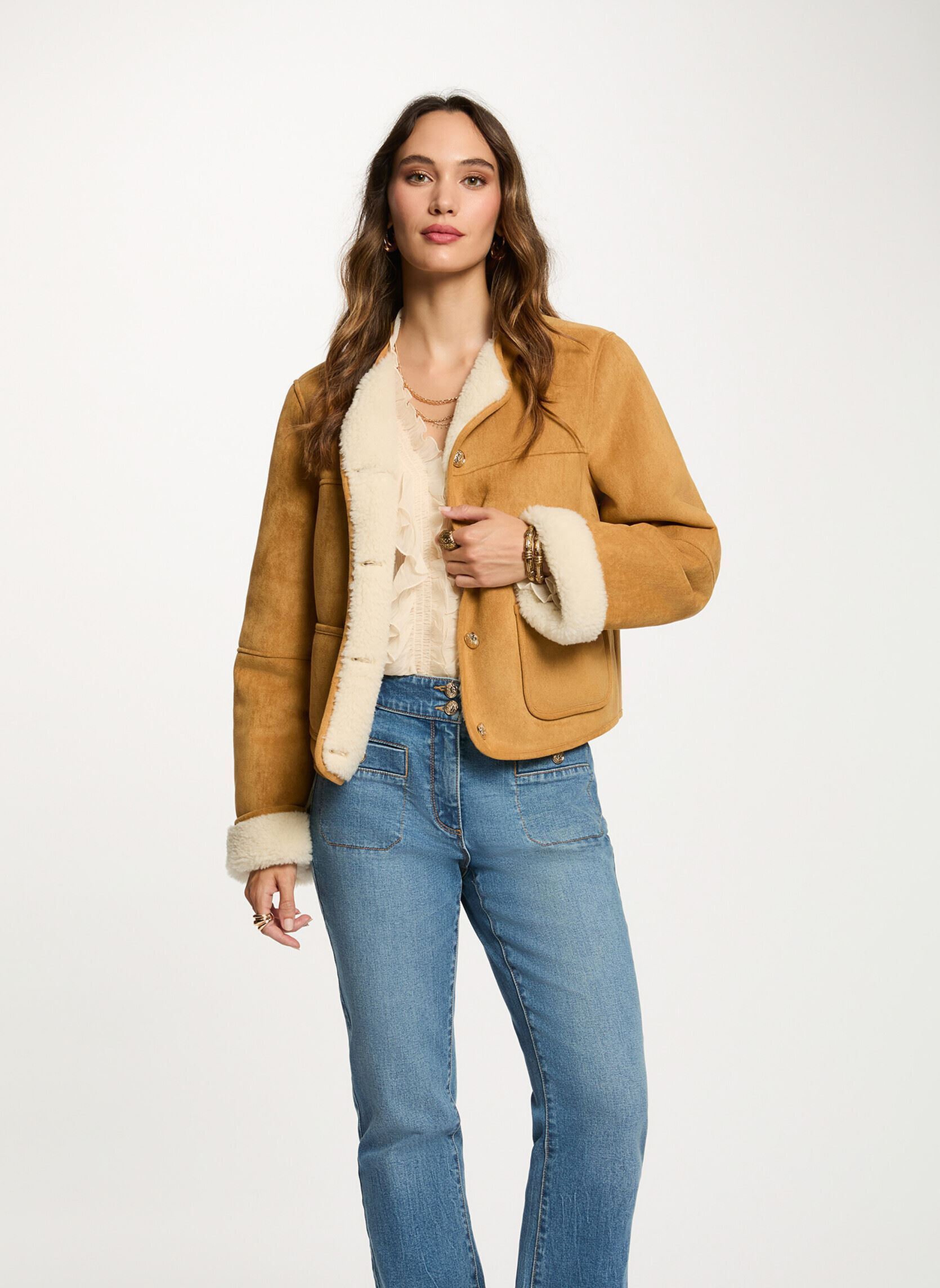 Veste courte fausse fourrure camel femme - vue 5