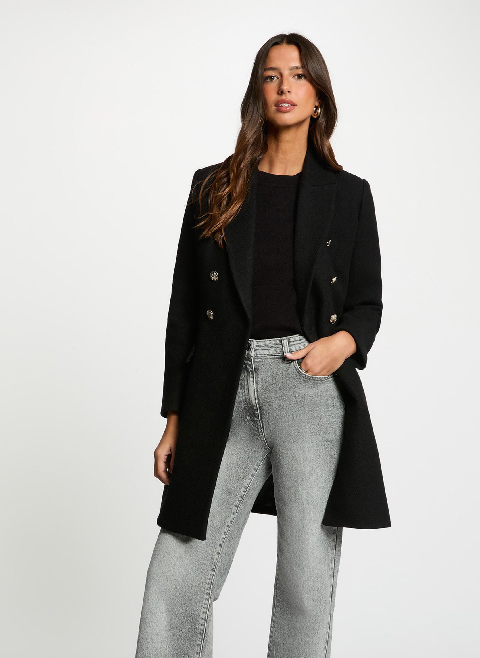 Manteau ajusté col tailleur femme - vue 2