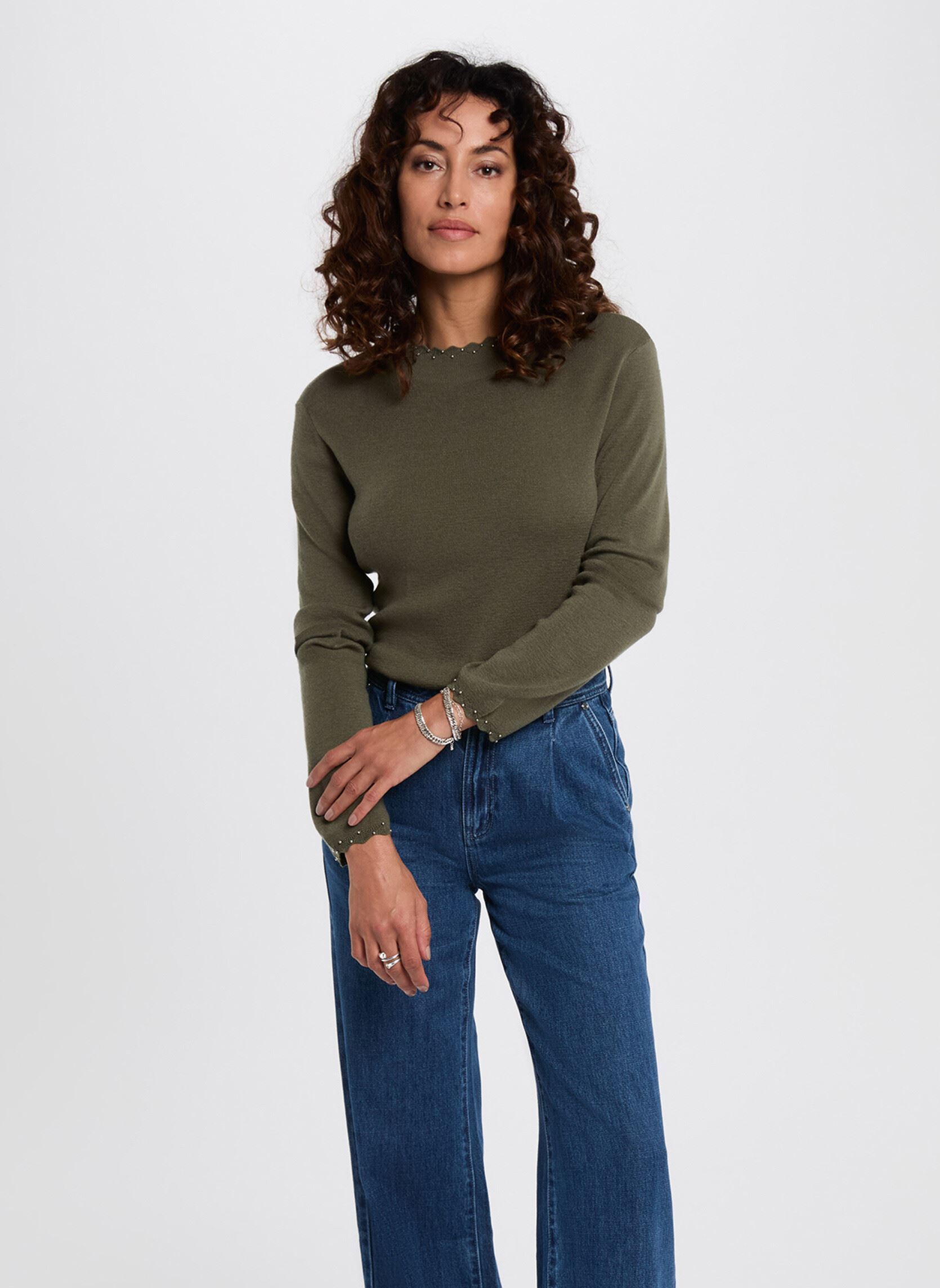 Pull ajusté col rond femme - vue 3