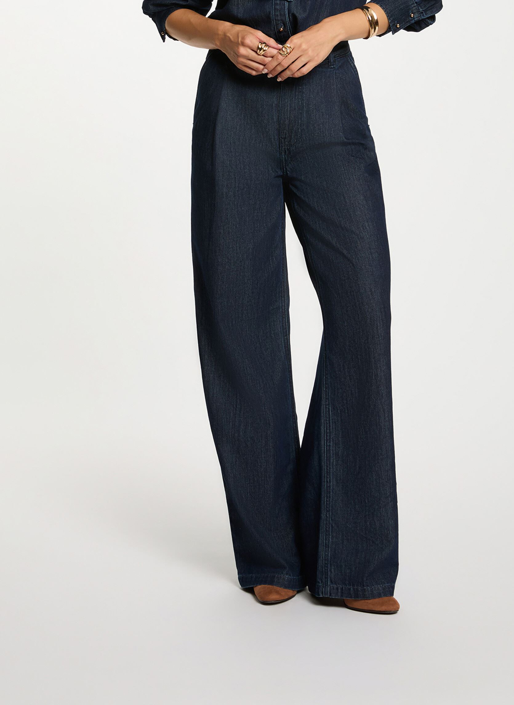 Pantalon large taille haute brut femme - vue 2