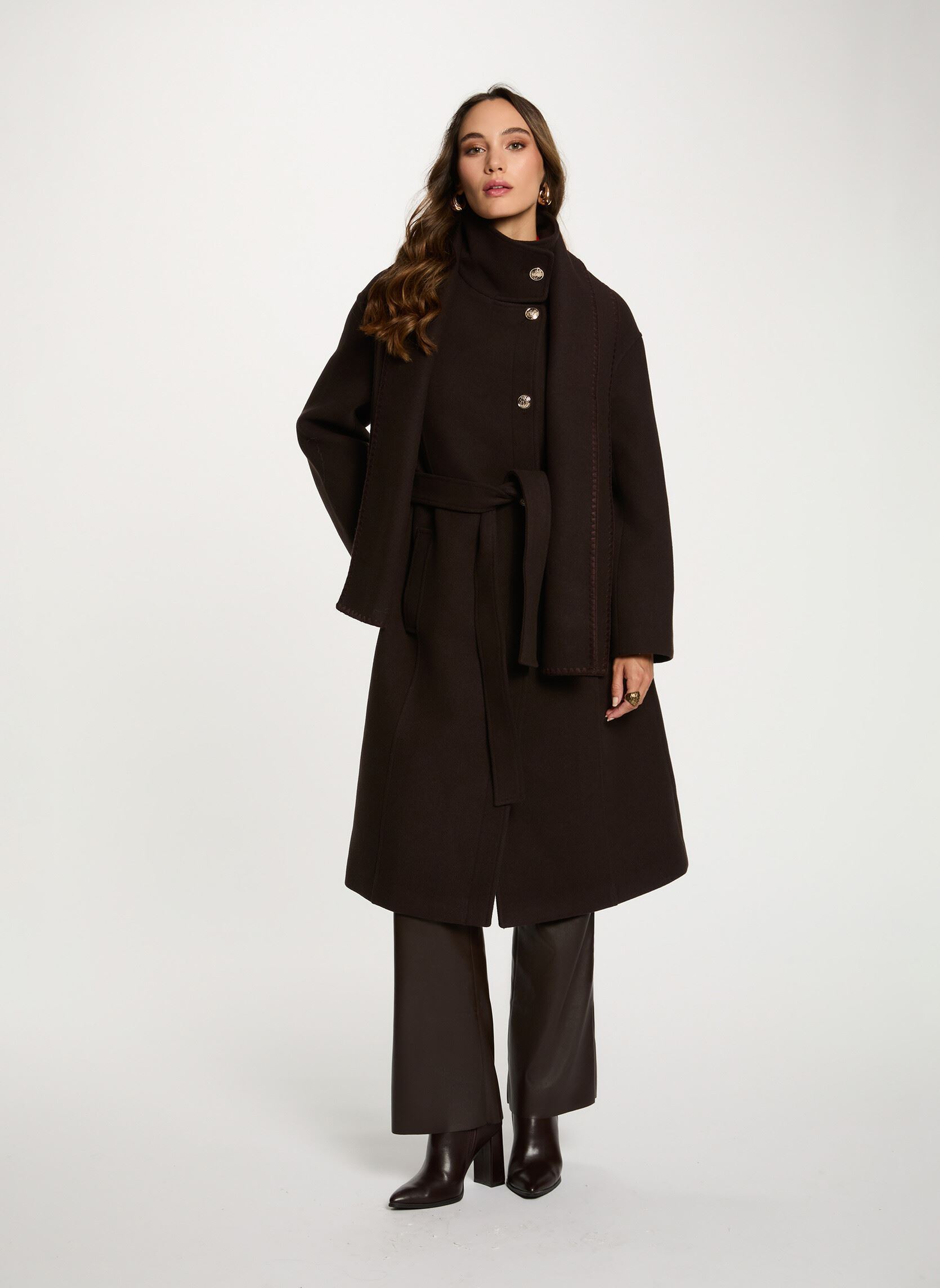 Manteau long col montant femme - vue 2