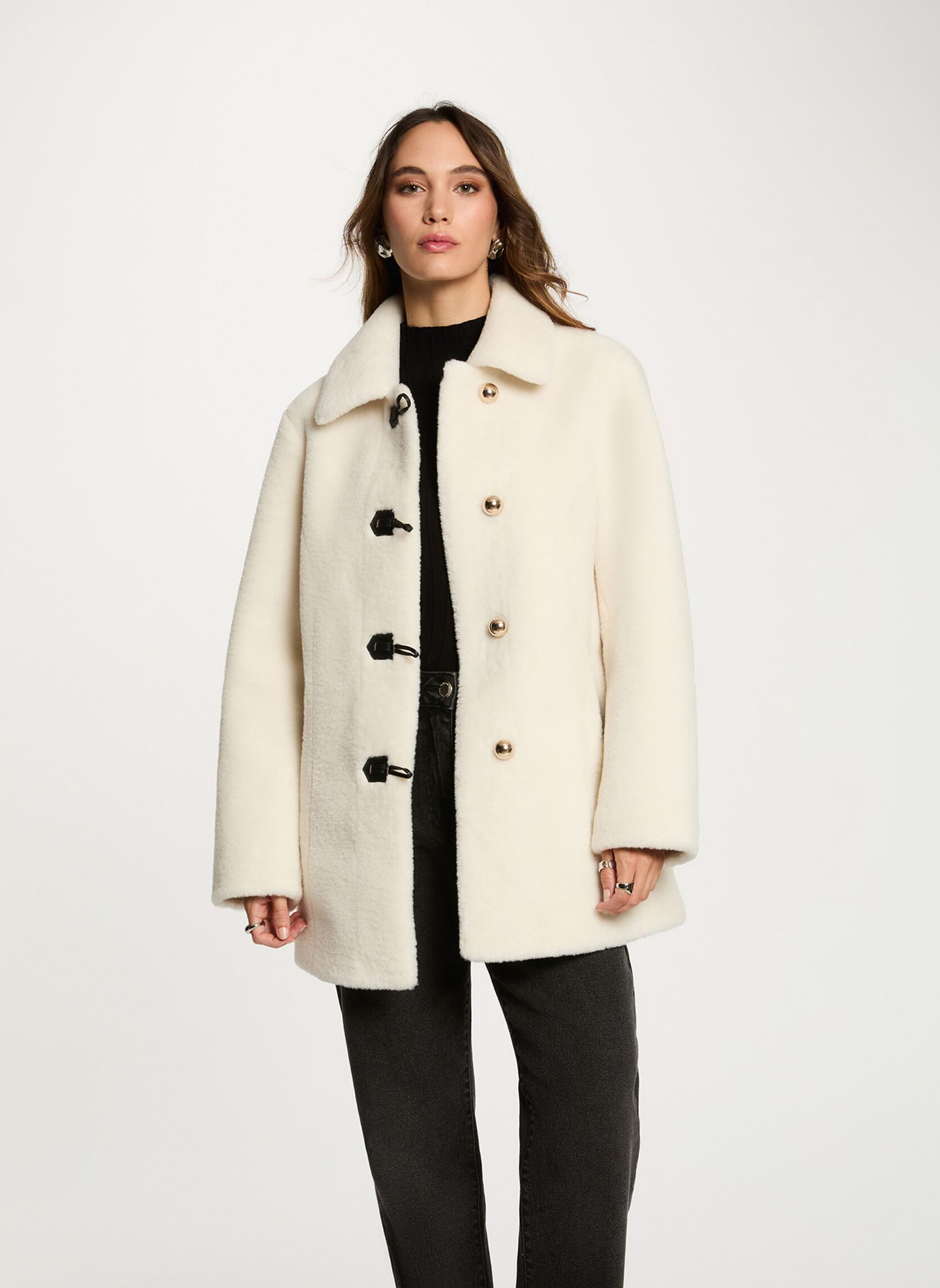 Manteau court fausse fourrure femme - vue 3