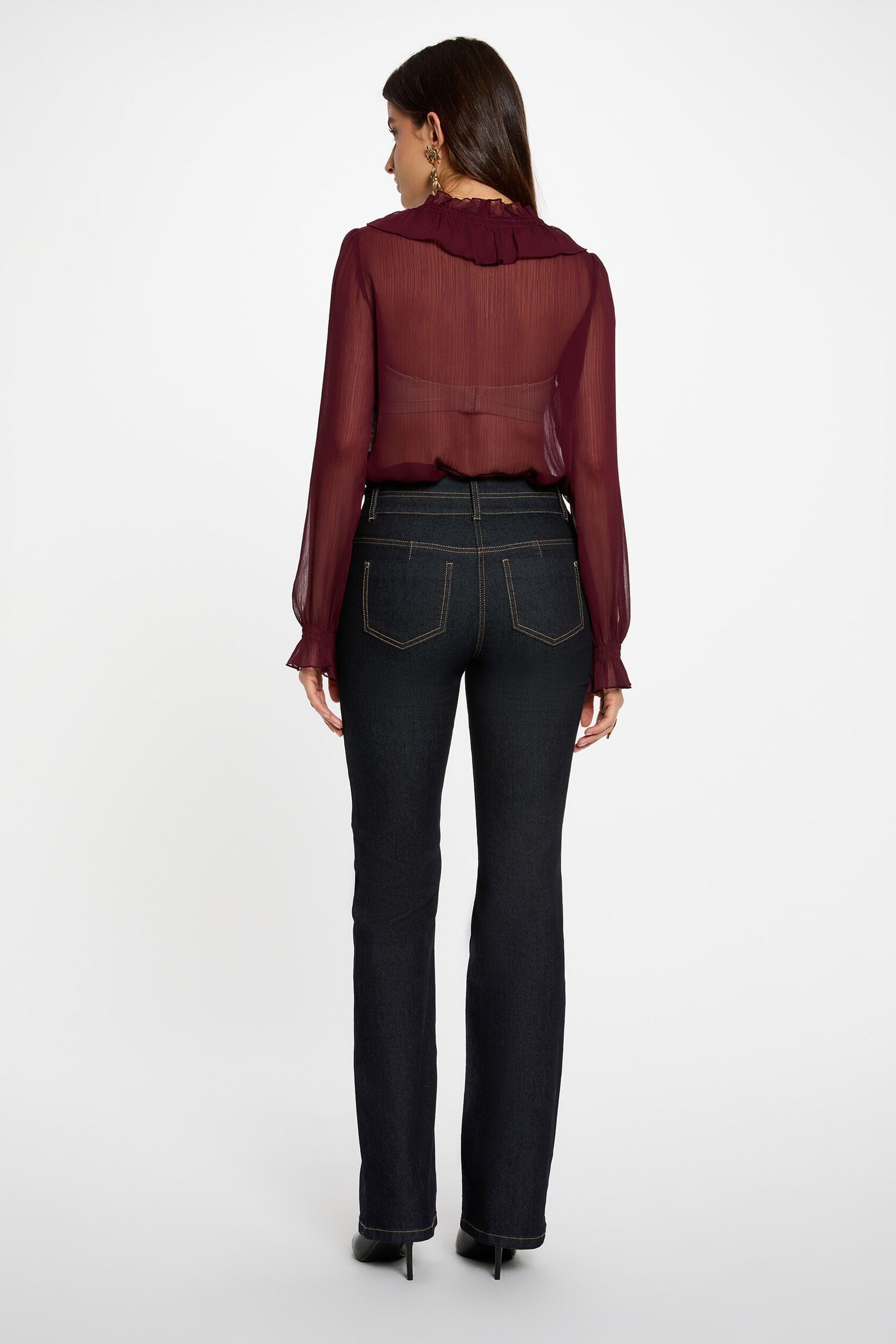 Langarm-Blusen 252-CATHY damen violett Morgan Langarm-Blusen 252-CATHY damen violett PRUNE M