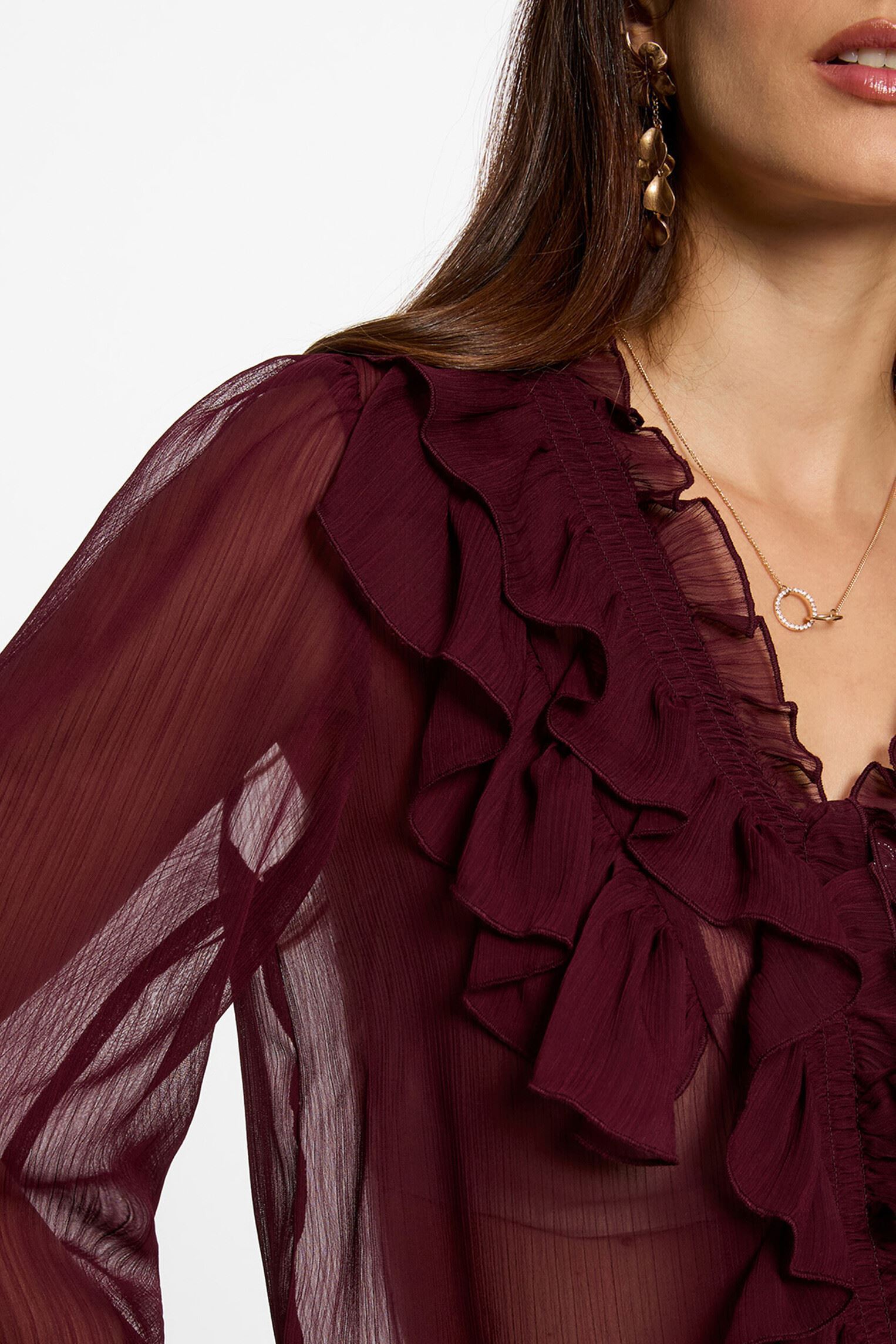 Langarm-Blusen 252-CATHY damen violett Morgan Langarm-Blusen 252-CATHY damen violett PRUNE M