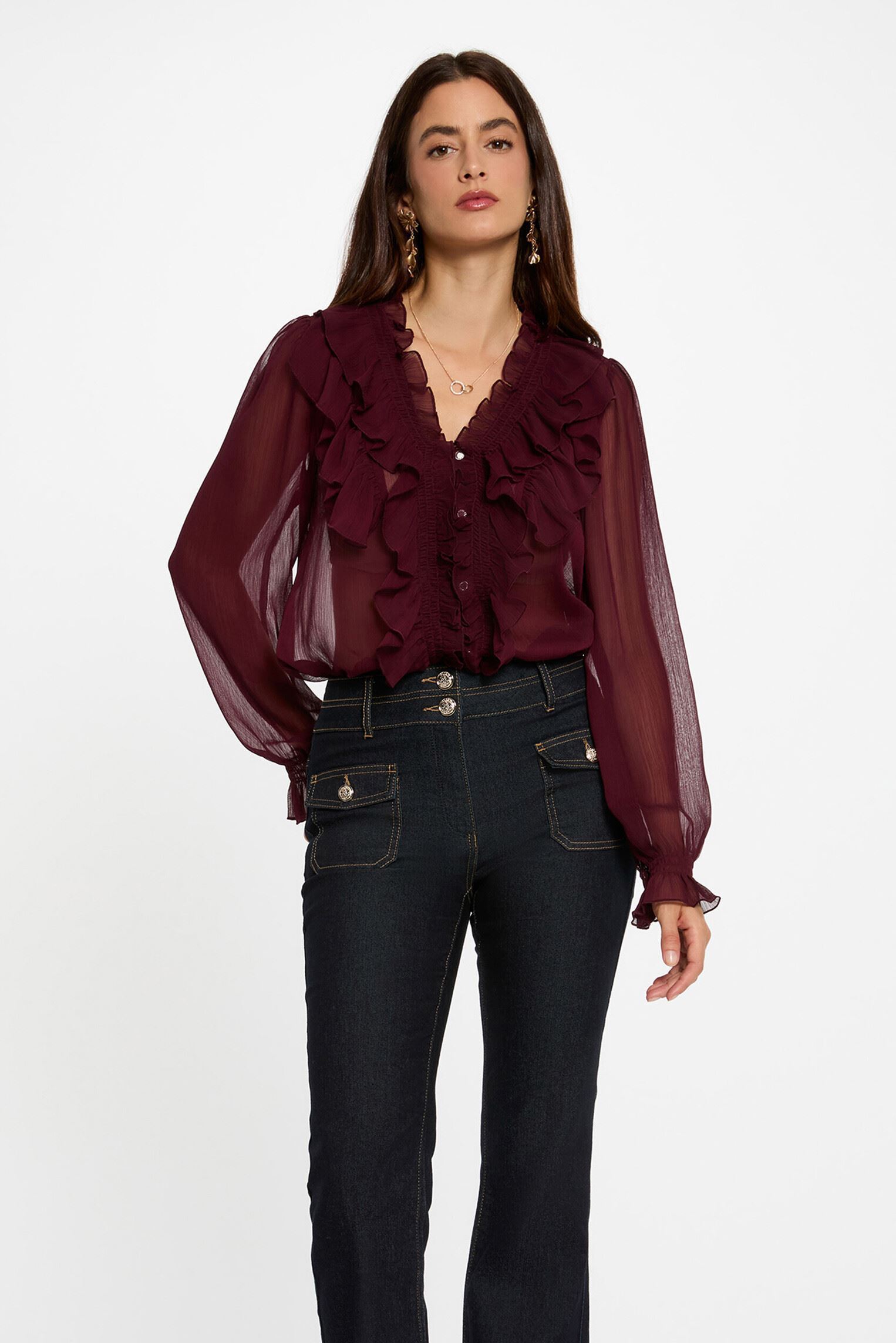 Chemise fluide col v femme - vue 9