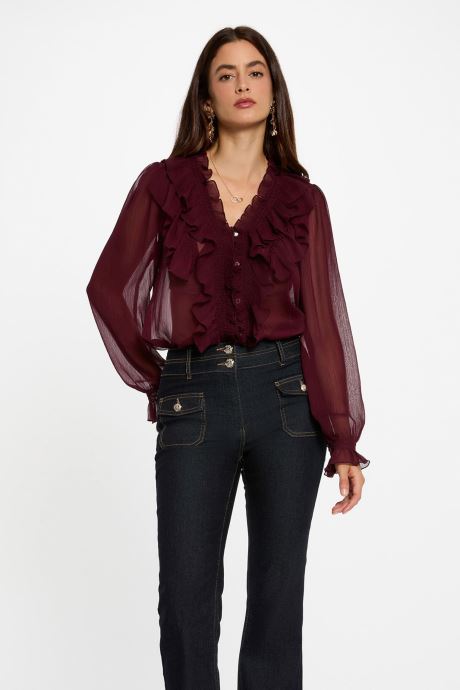 Morgan Blouses met lange mouwen 252-CATHY dames paars