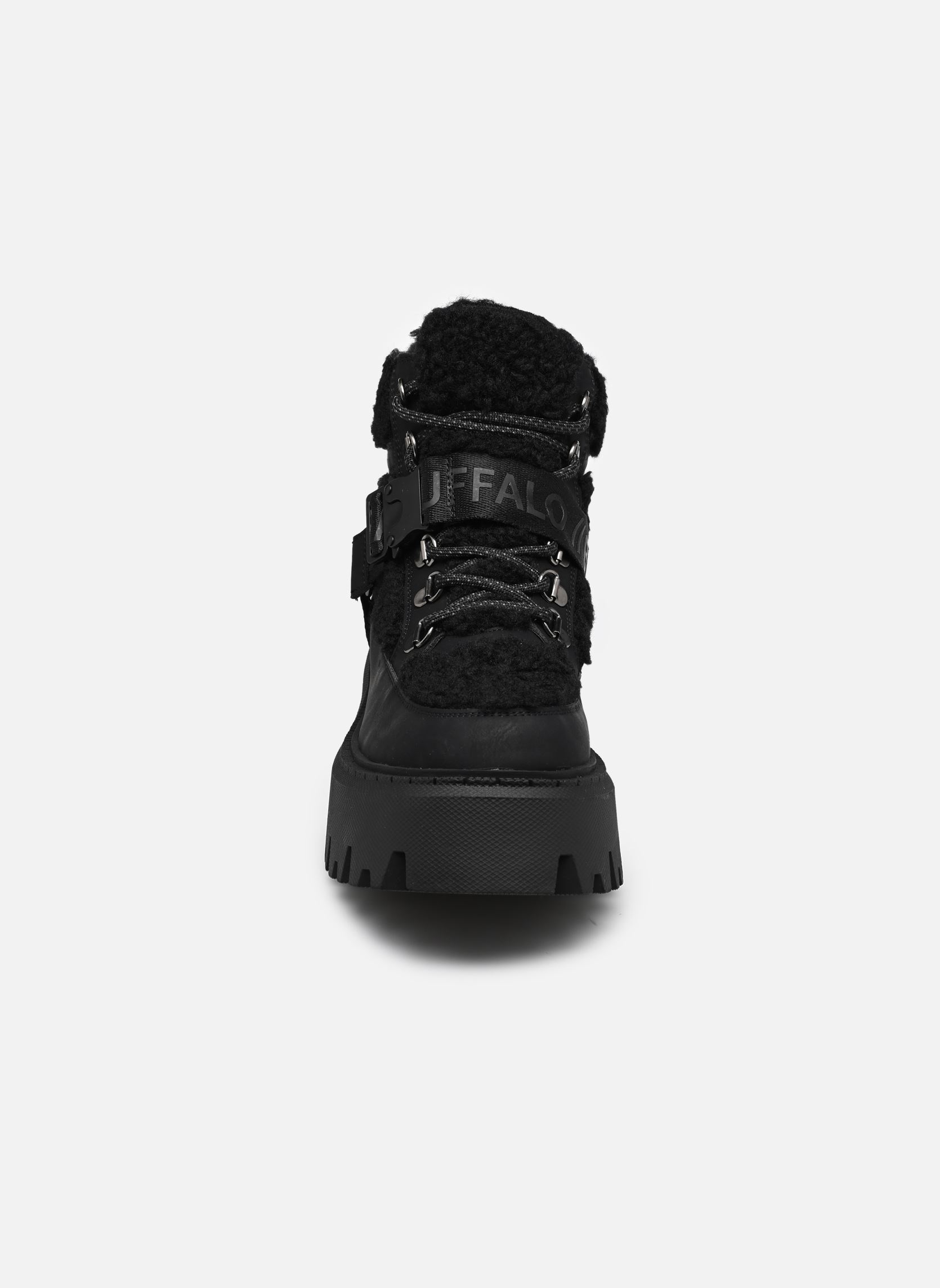 Bottines à lacets Aspen Com Mid Warm femme noir Buffalo Bottines à lacets Aspen Com Mid Warm femme noir BLACK
