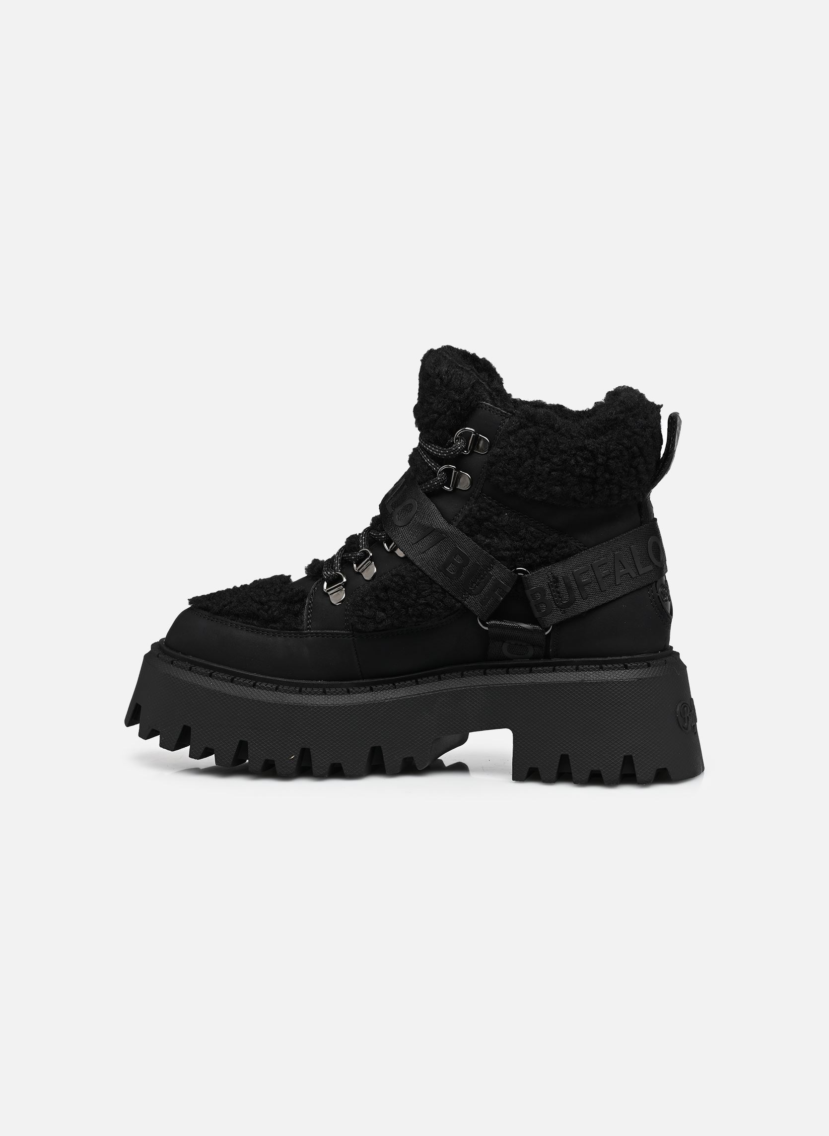 Bottines à lacets Aspen Com Mid Warm femme noir Buffalo Bottines à lacets Aspen Com Mid Warm femme noir BLACK