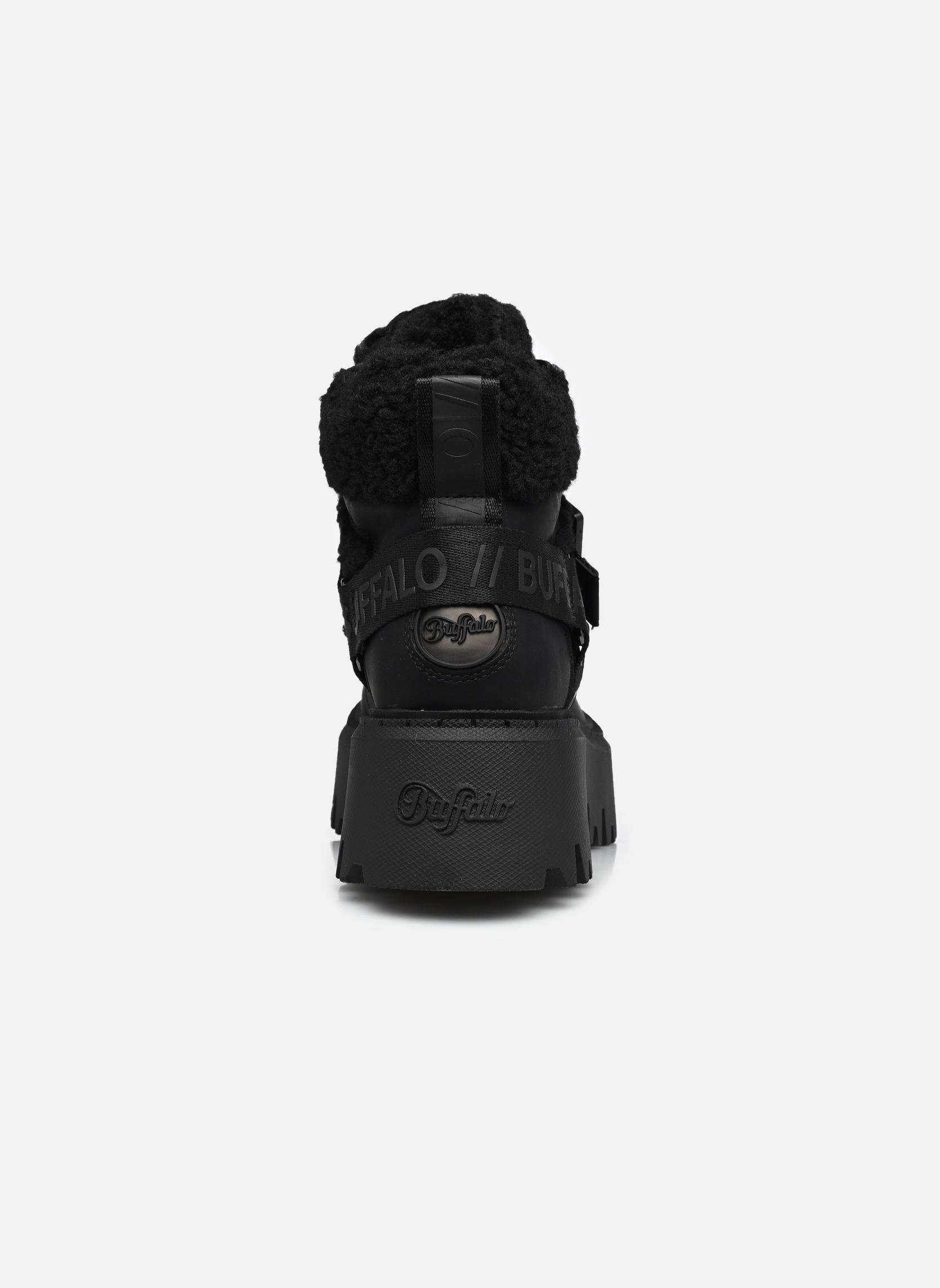 Bottines à lacets Aspen Com Mid Warm femme noir Buffalo Bottines à lacets Aspen Com Mid Warm femme noir BLACK