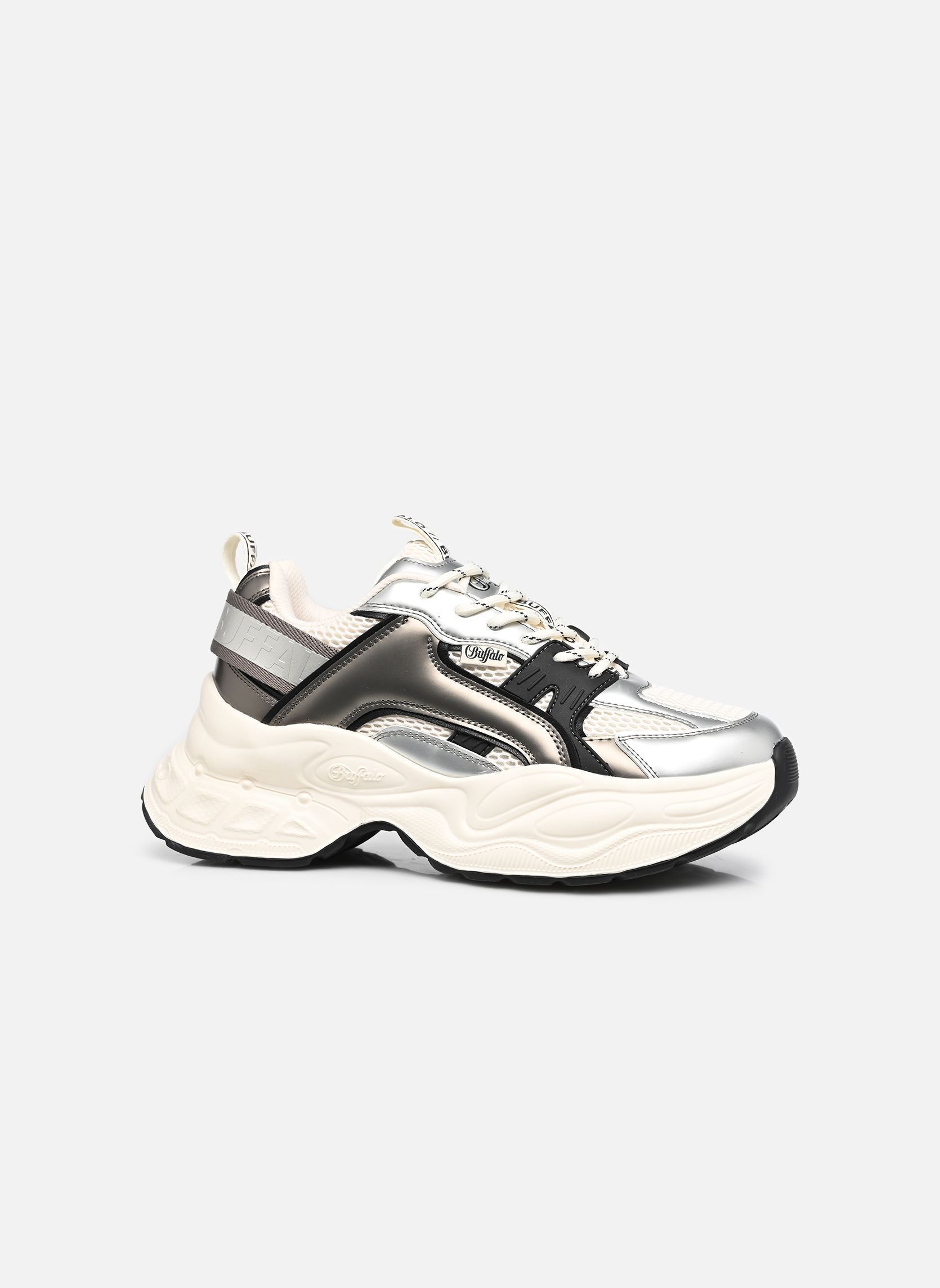 Sleehak sneakers Yuno dames wit Buffalo Sleehak sneakers Yuno dames wit CREAM/SILVER/PEWTER