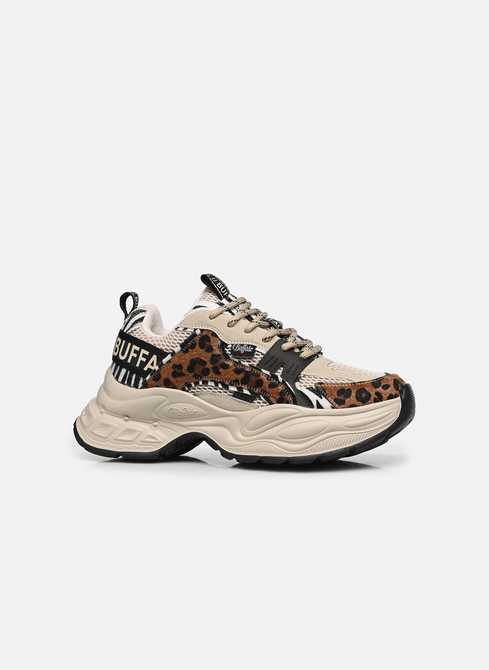 Baskets compensées Yuno femme beige Buffalo Baskets compensées Yuno femme beige BEIGE ANIMAL MIX
