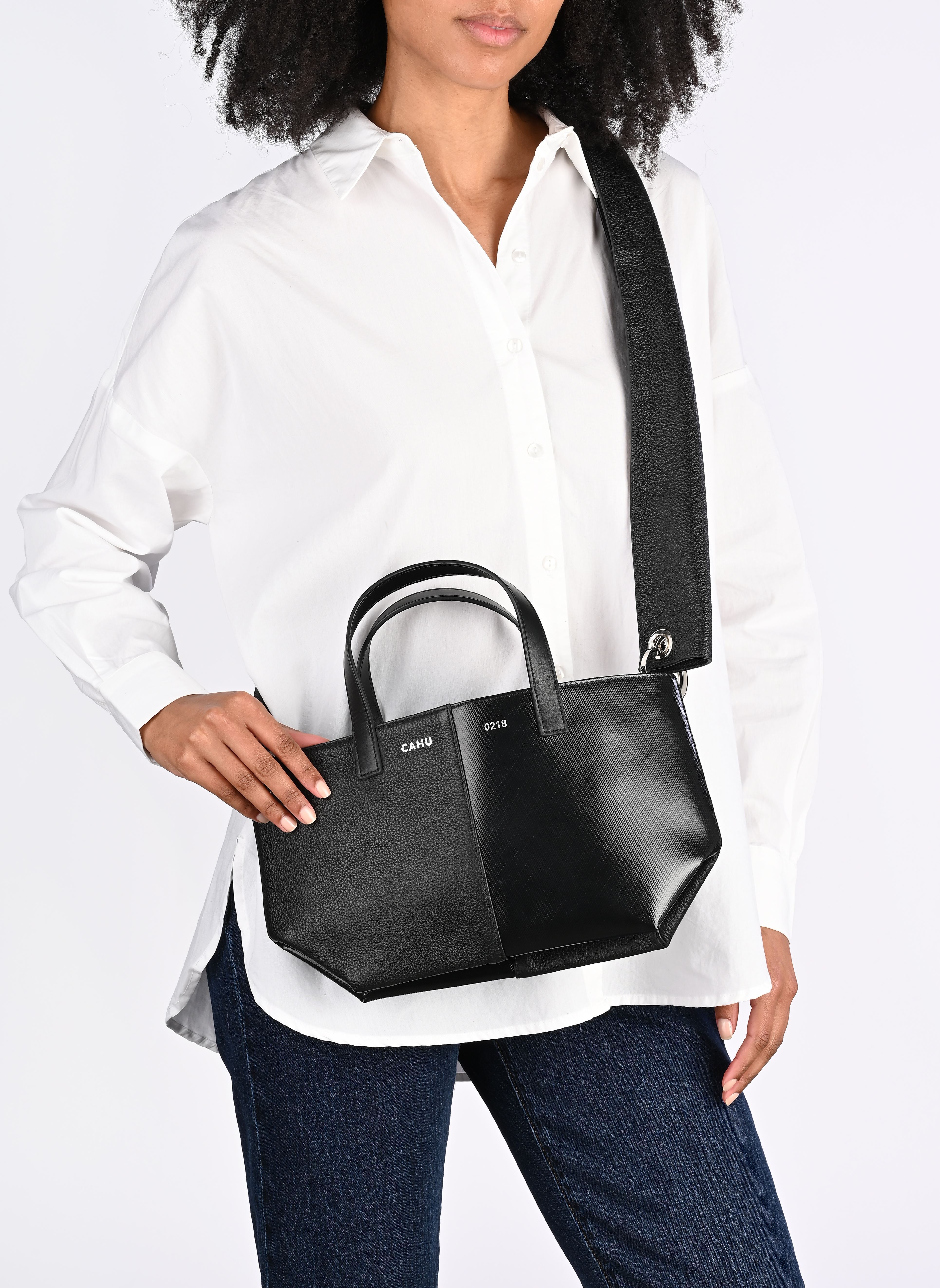 Grote winkelzak Pratique XS Cuir dames zwart CAHU Grote winkelzak Pratique XS Cuir dames zwart Black/black
