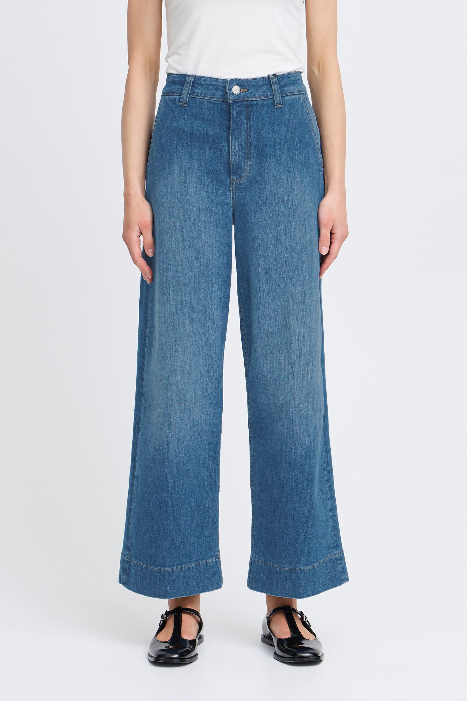 Wijde jeans / Flared Jeans BYKOMMA CROPPED JEANS dames blauw B-Young Wijde jeans / Flared Jeans BYKOMMA CROPPED JEANS dames blauw Ligth Blue Denim