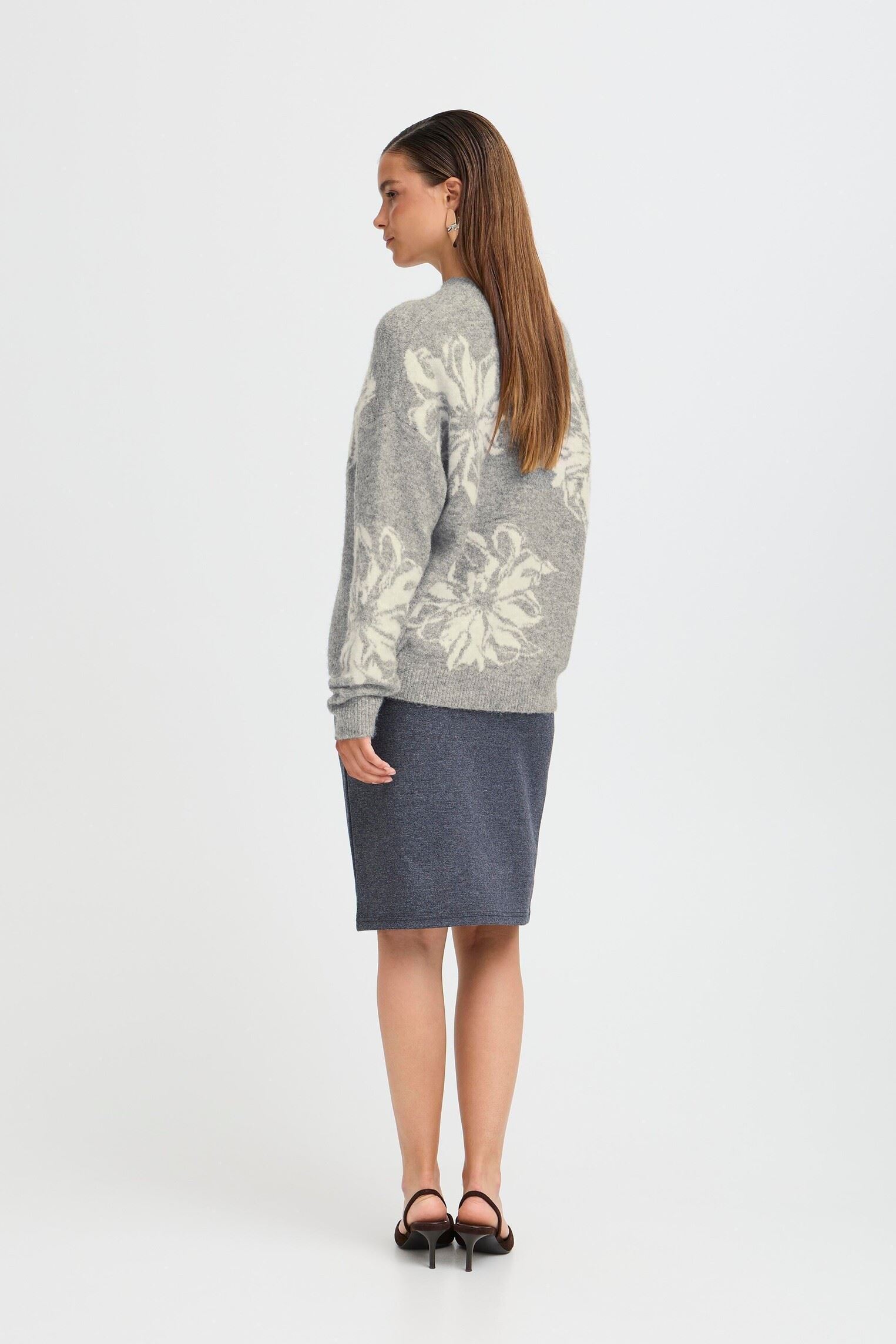 Pulls BYOMEA FLOWER JUMPER 2- femme gris B-Young Pulls BYOMEA FLOWER JUMPER 2- femme gris Mid grey Melange Mix