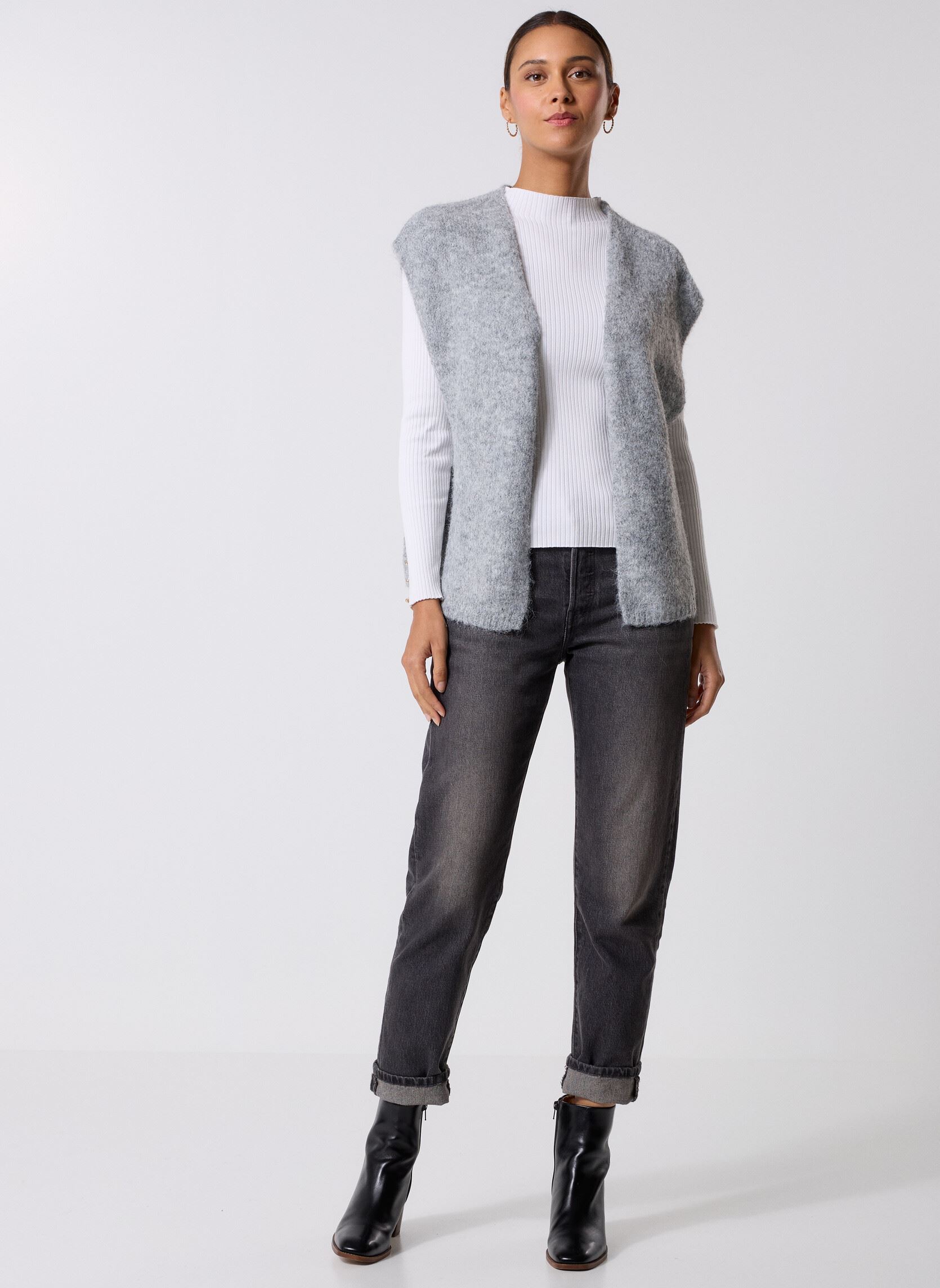 Strickjacken und Westen BYMILLERS VEST - damen grau B-Young Strickjacken und Westen BYMILLERS VEST - damen grau Mid Grey Melange