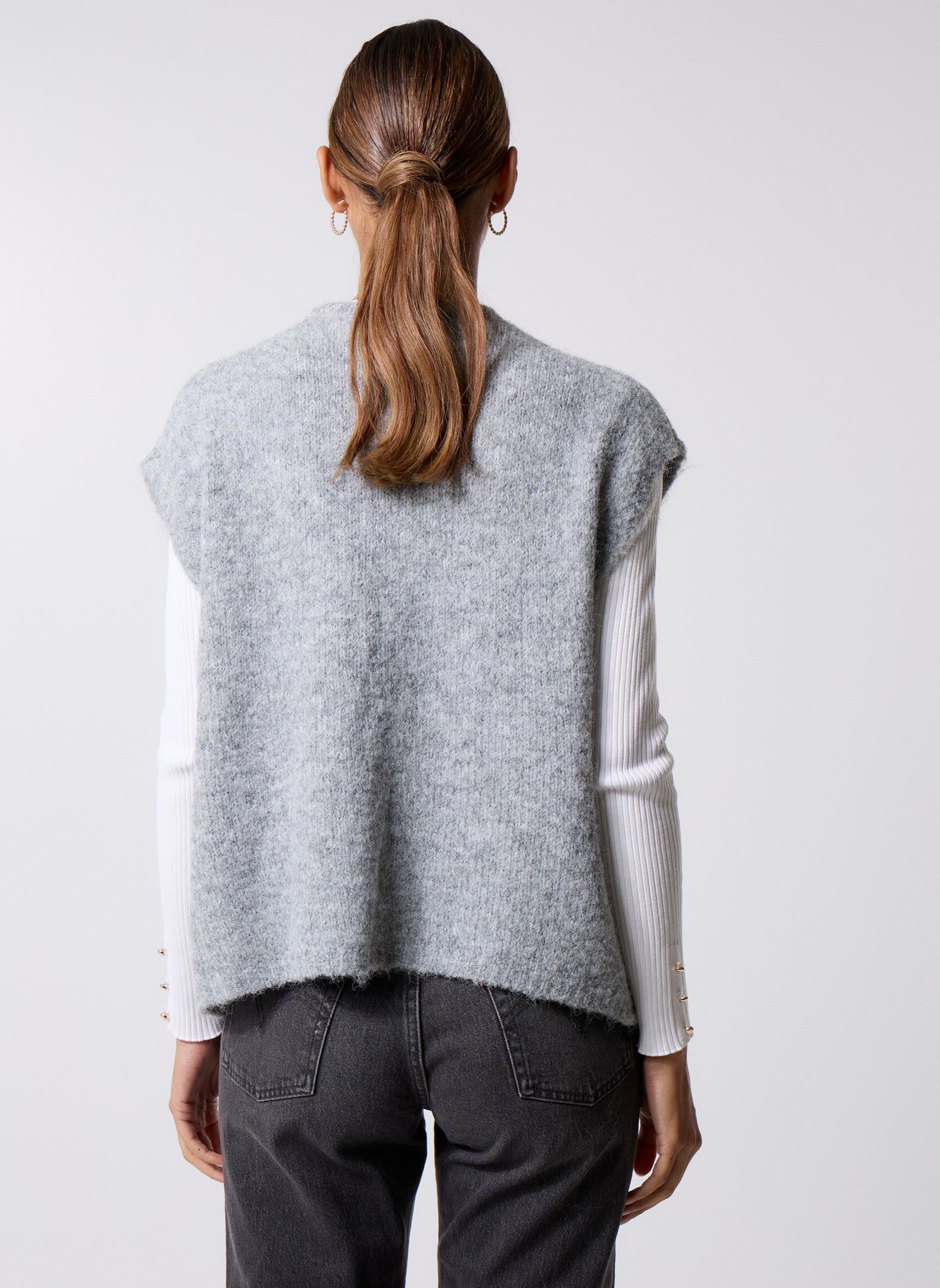 Strickjacken und Westen BYMILLERS VEST - damen grau B-Young Strickjacken und Westen BYMILLERS VEST - damen grau Mid Grey Melange