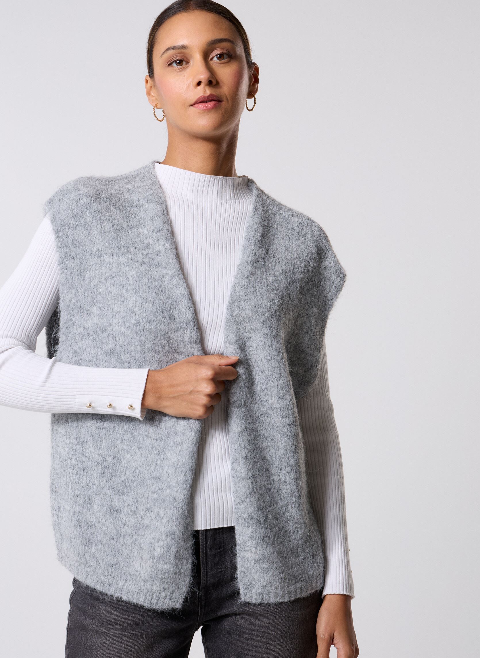 Strickjacken und Westen BYMILLERS VEST - damen grau B-Young Strickjacken und Westen BYMILLERS VEST - damen grau Mid Grey Melange