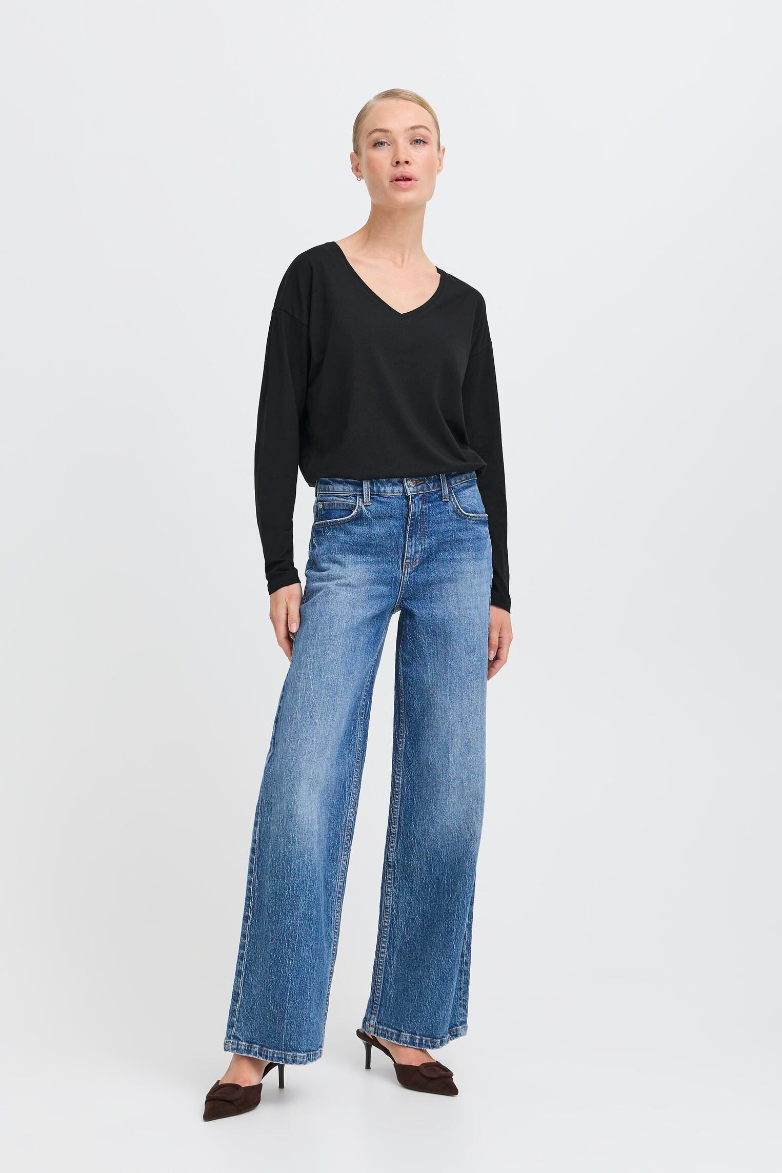 T-shirt a maniche lunghe BYPAMILA LS V NECK TSHIRT donna nero B-Young T-shirt a maniche lunghe BYPAMILA LS V NECK TSHIRT donna nero BLACK