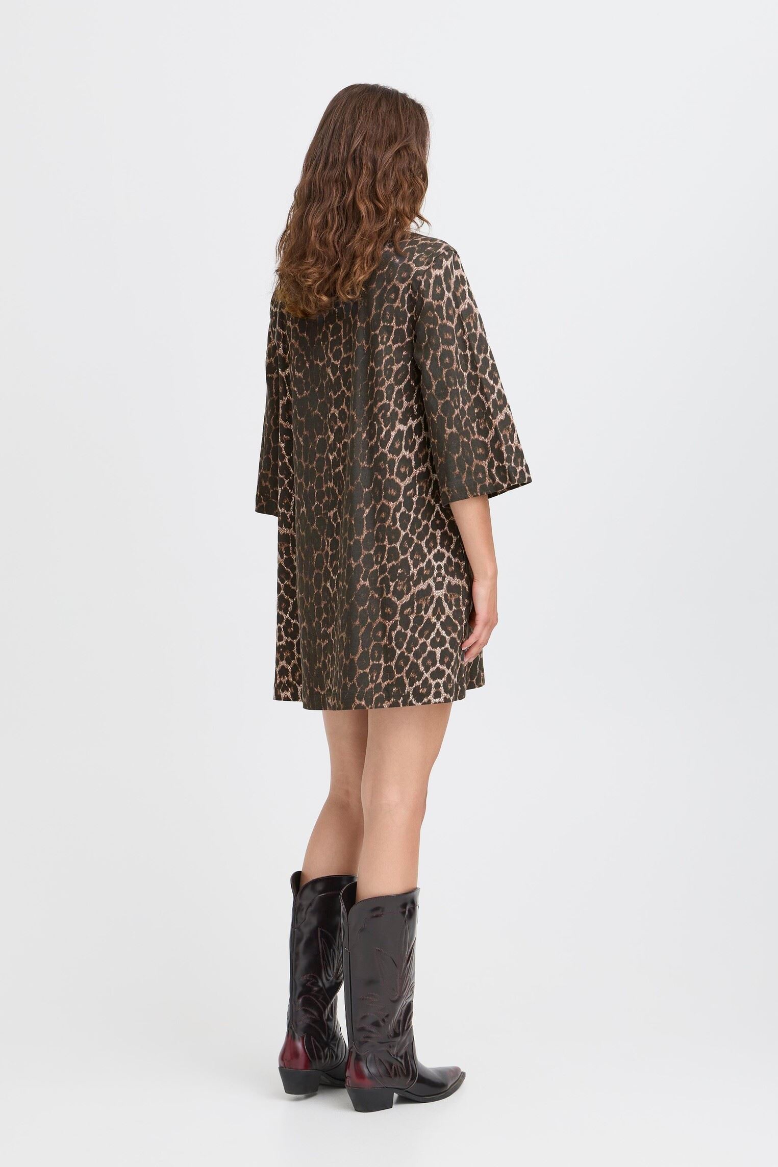 Jurken BYKENNA DRESS - dames bruin B-Young Jurken BYKENNA DRESS - dames bruin Denim Leopard Mix
