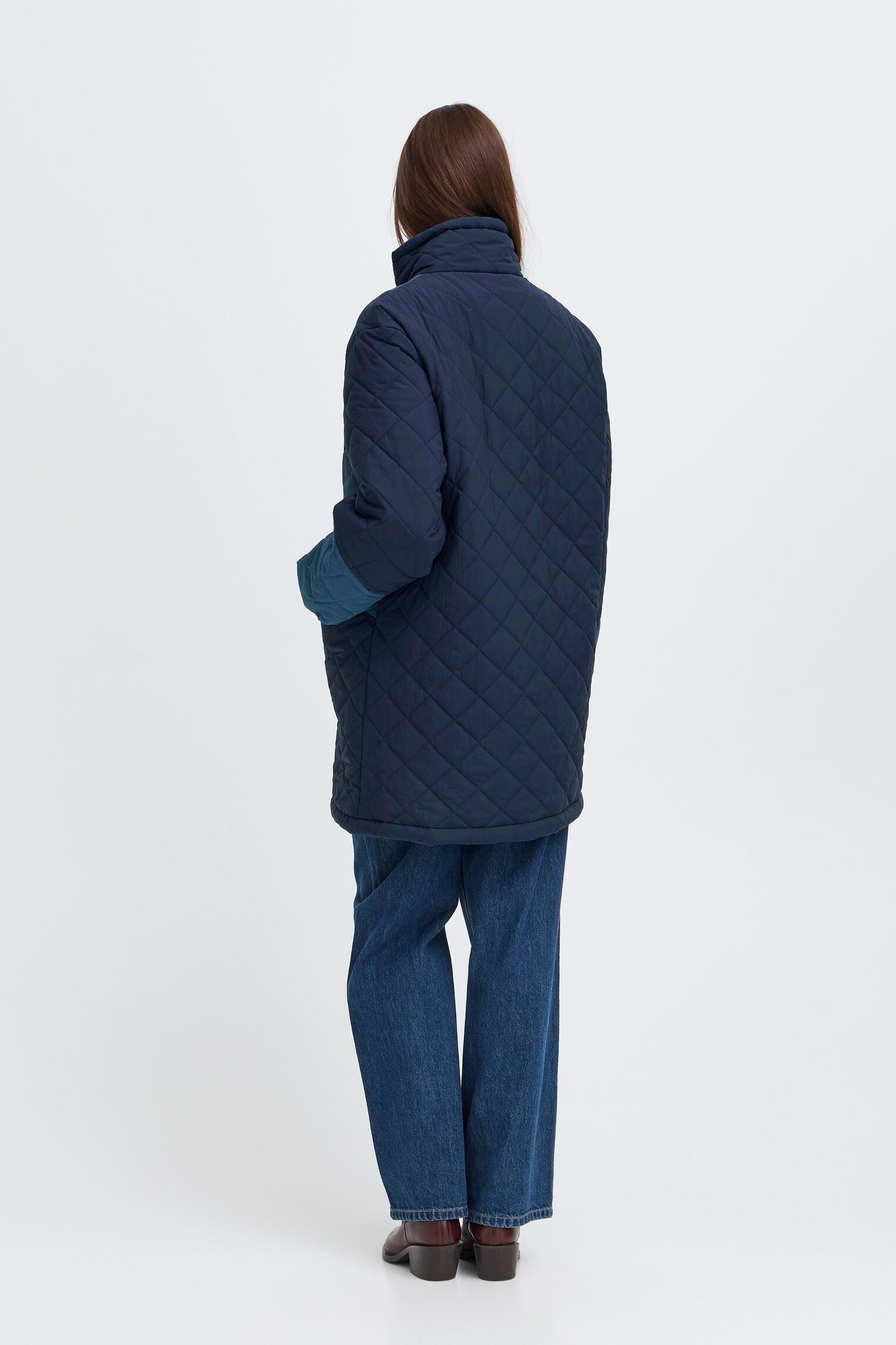 Mantels BYBOCCI MIX COAT - dames blauw B-Young Mantels BYBOCCI MIX COAT - dames blauw Navy Blazer Mix