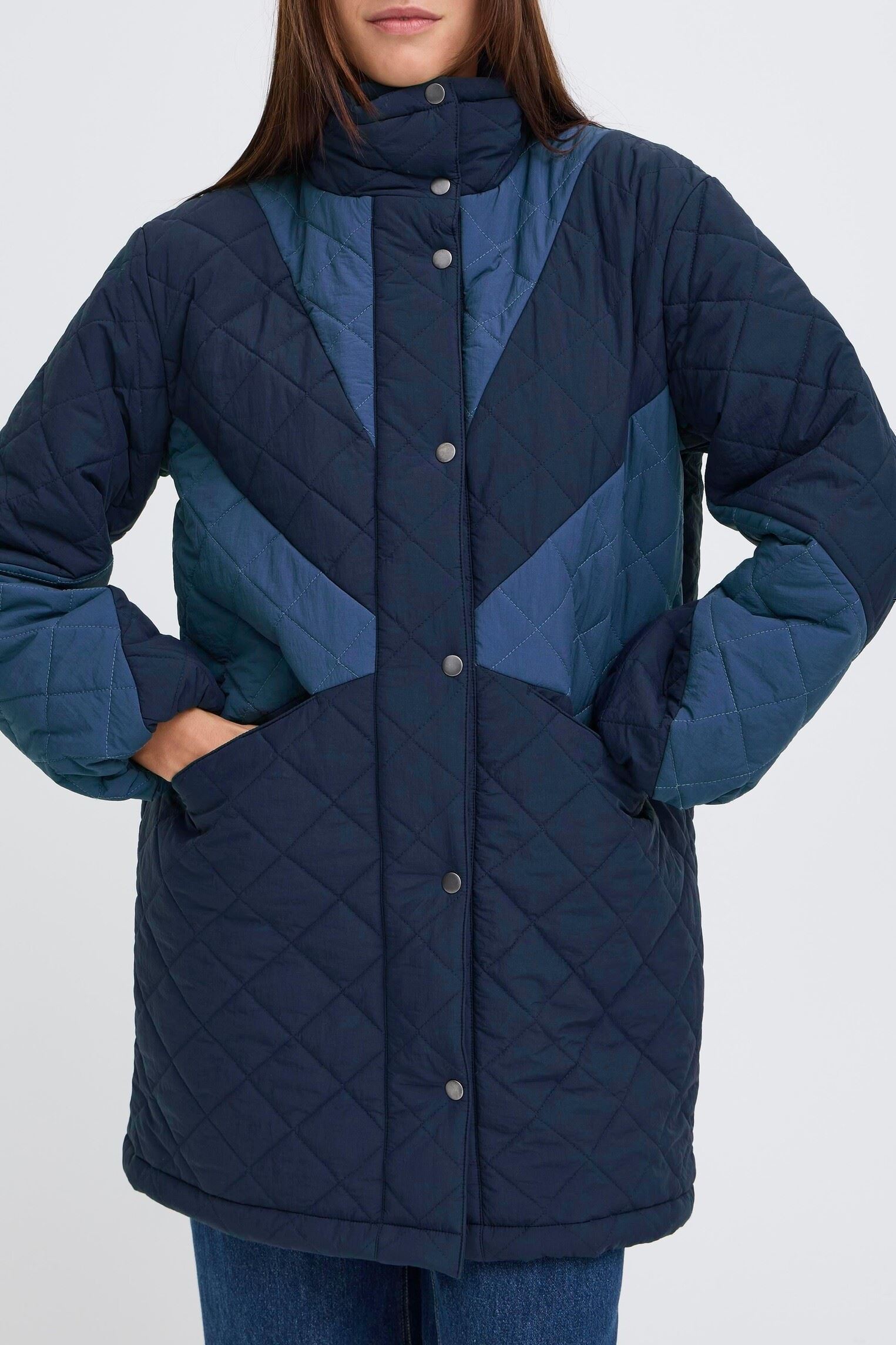 Mantels BYBOCCI MIX COAT - dames blauw B-Young Mantels BYBOCCI MIX COAT - dames blauw Navy Blazer Mix