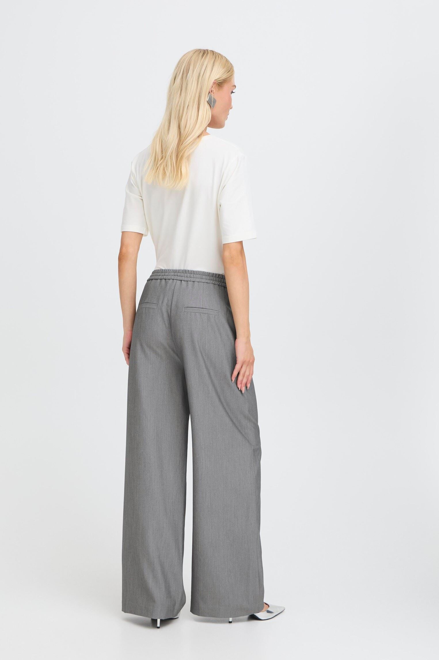 Wijde broeken BYDANTA JOGGER PANTS 4 - dames grijs B-Young Wijde broeken BYDANTA JOGGER PANTS 4 - dames grijs Grey Melange