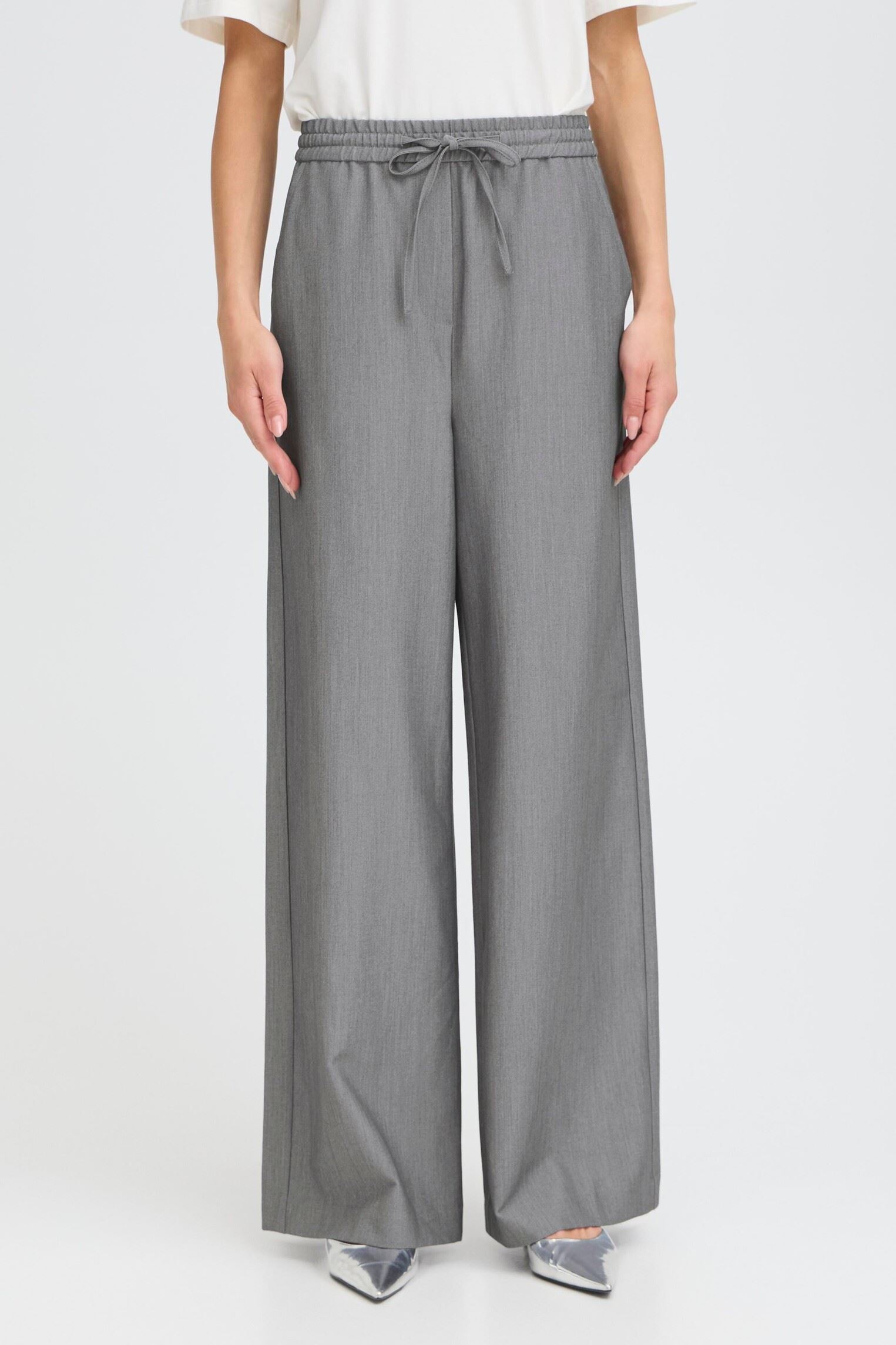 Wijde broeken BYDANTA JOGGER PANTS 4 - dames grijs B-Young Wijde broeken BYDANTA JOGGER PANTS 4 - dames grijs Grey Melange