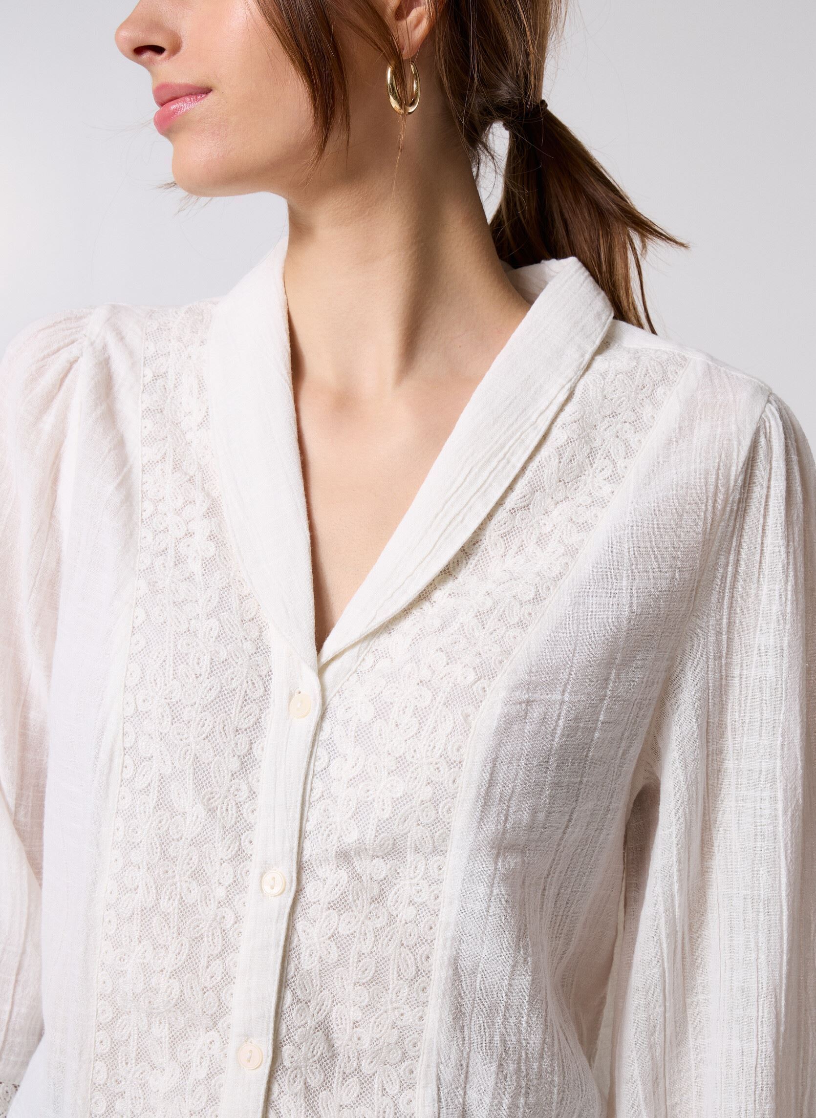 Blouses manches longues BYJUNIAN LACE SHIRT - femme blanc B-Young Blouses manches longues BYJUNIAN LACE SHIRT - femme blanc MARSHMALLOW