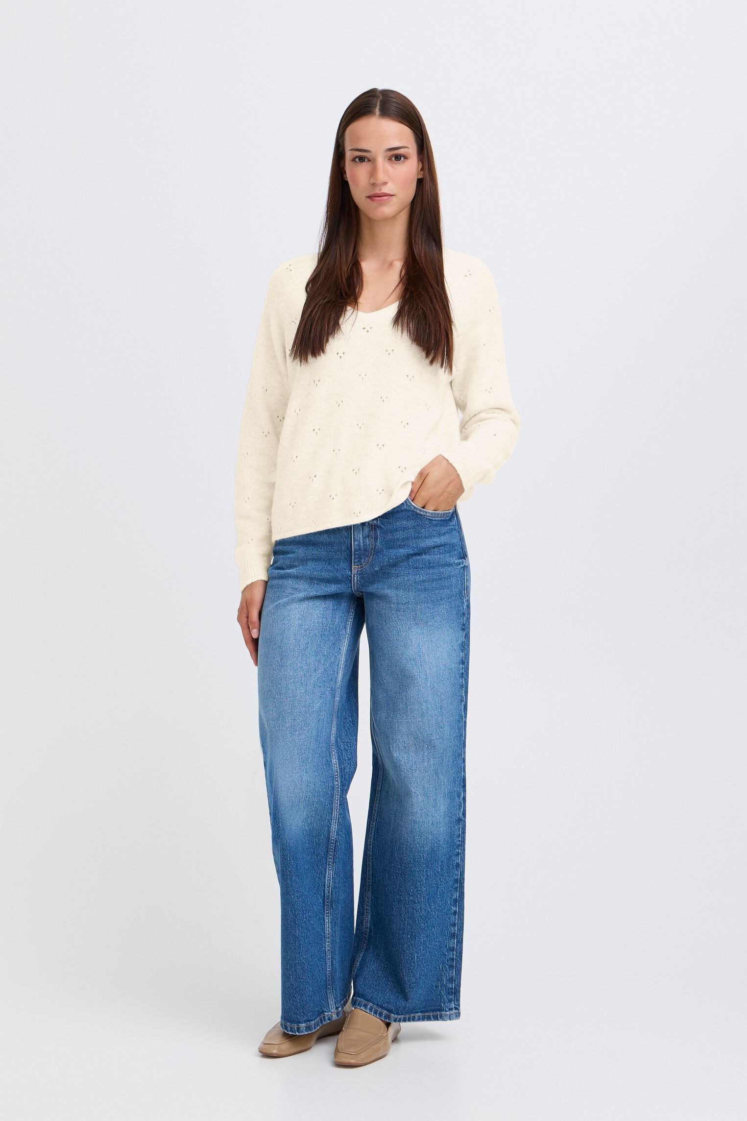 Pulls BYMONNA VNECK JUMPER - femme beige B-Young Pulls BYMONNA VNECK JUMPER - femme beige BIRCH MELANGE