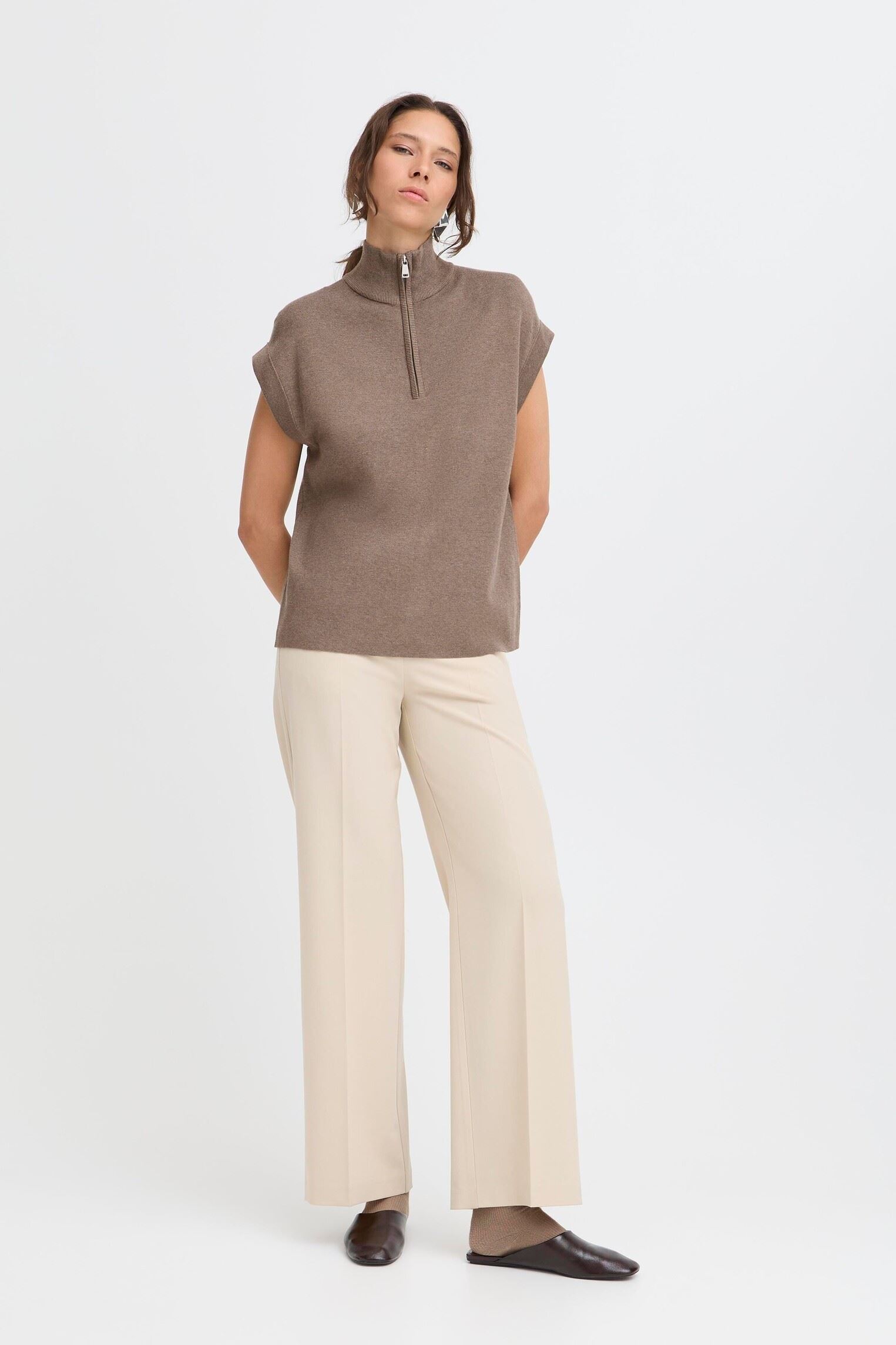 Pullover BYMMORLA ZIPPER VEST - damen braun B-Young Pullover BYMMORLA ZIPPER VEST - damen braun Walnut Melange
