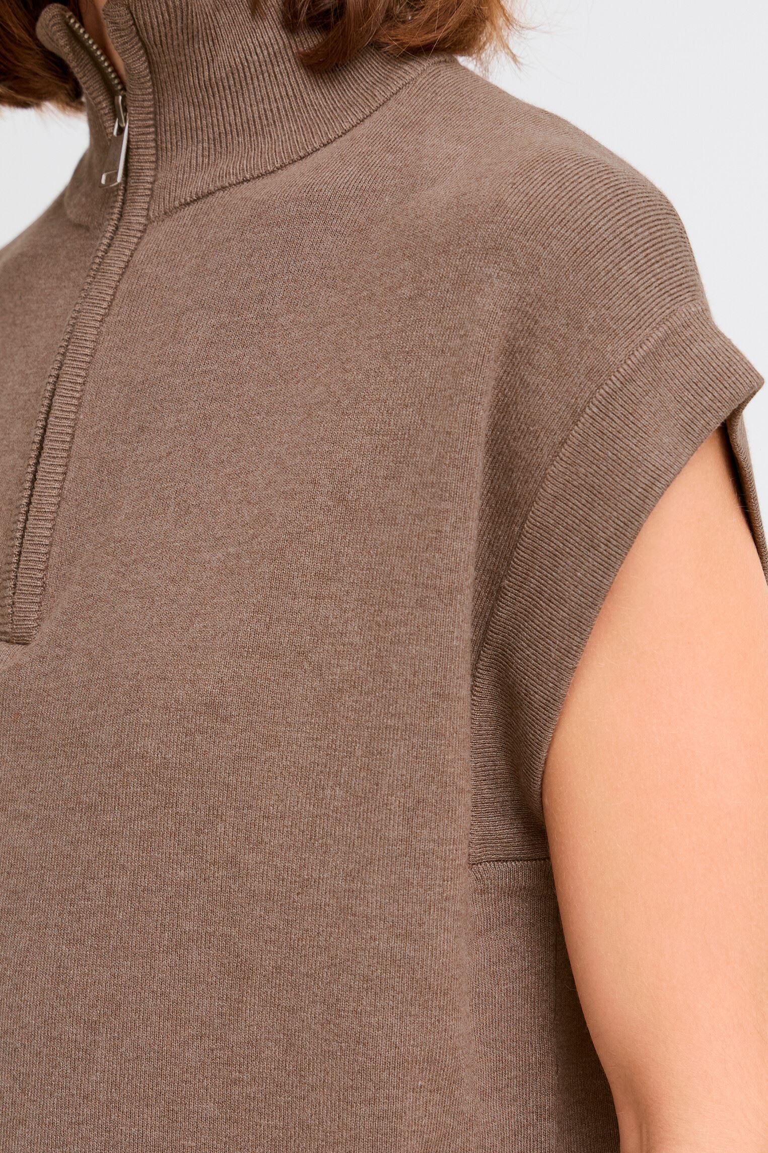 Pullover BYMMORLA ZIPPER VEST - damen braun B-Young Pullover BYMMORLA ZIPPER VEST - damen braun Walnut Melange