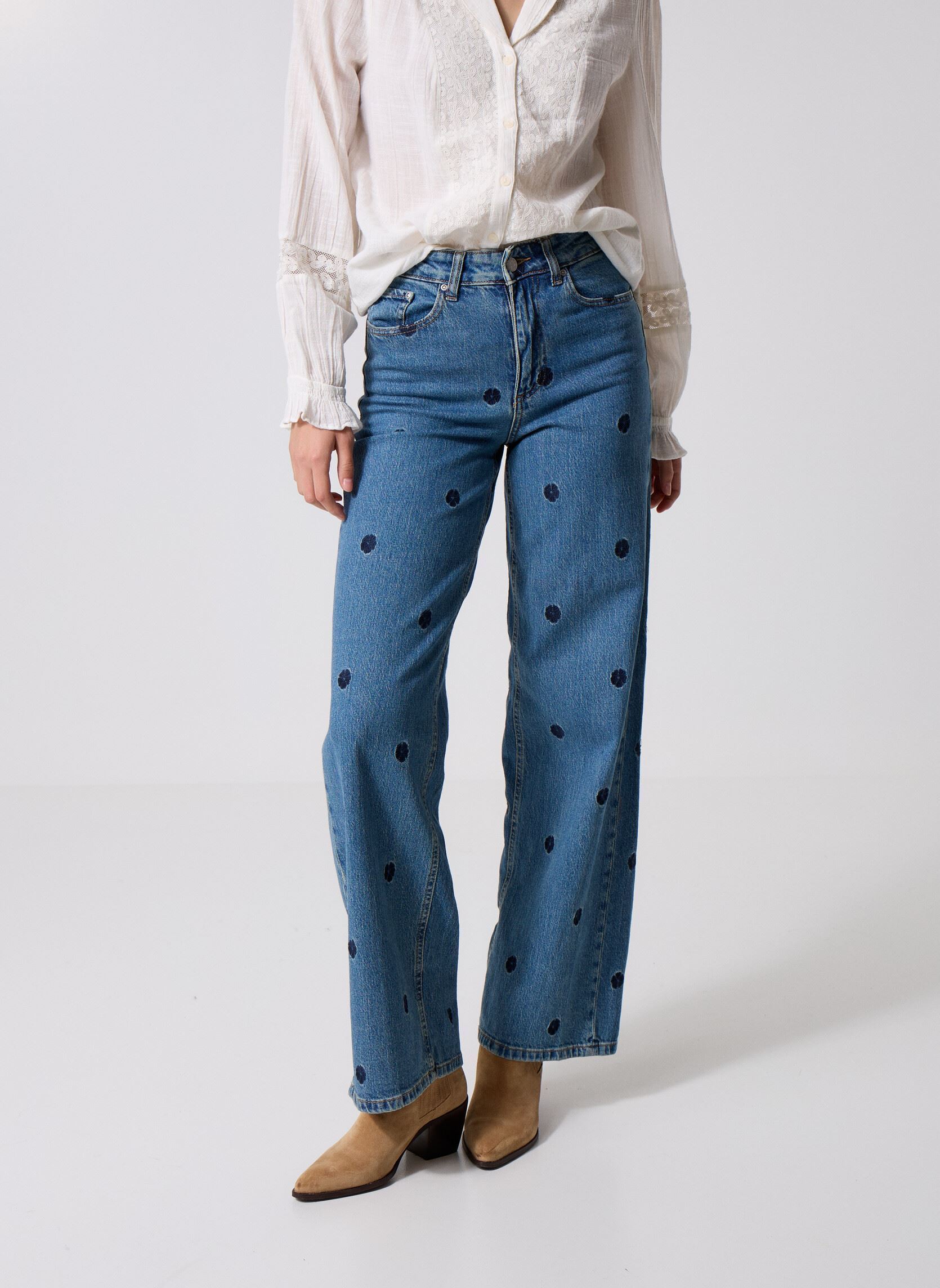 Jeans large BYKENDA JEANS femme bleu B-Young Jeans large BYKENDA JEANS femme bleu Mid Blue Denim
