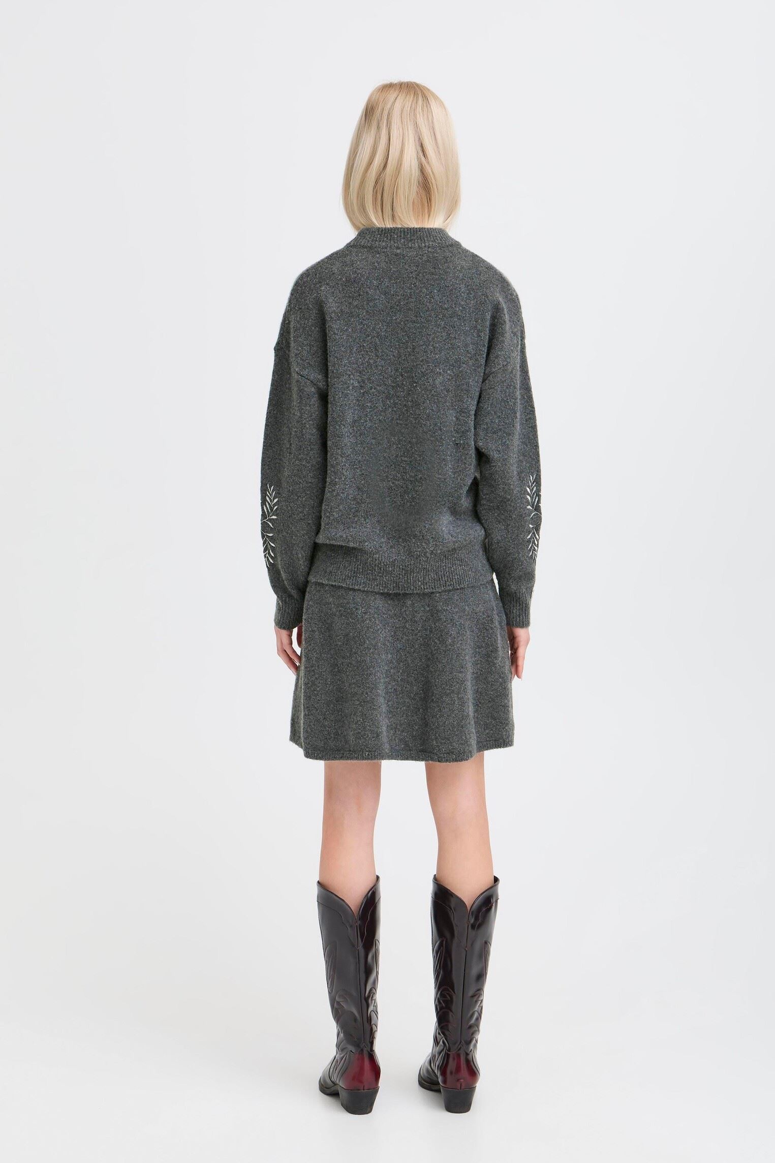 Pulls BYMAGGE EMB JUMPER femme gris B-Young Pulls BYMAGGE EMB JUMPER femme gris Dark Grey Melange