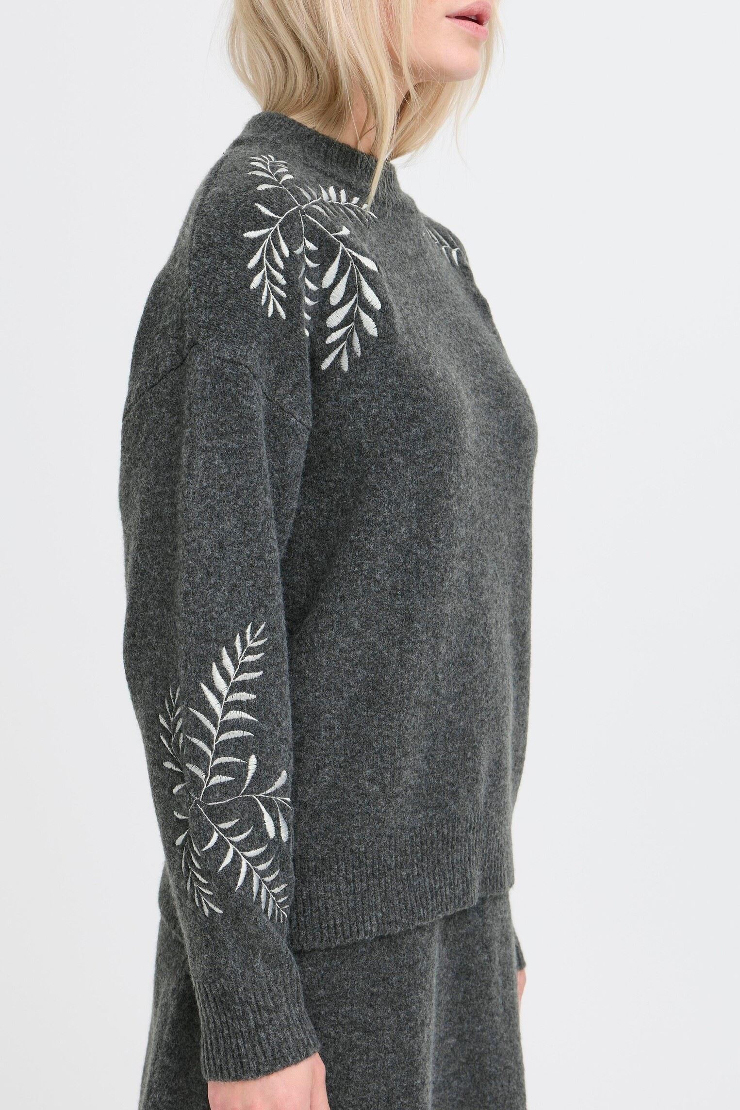 Pulls BYMAGGE EMB JUMPER femme gris B-Young Pulls BYMAGGE EMB JUMPER femme gris Dark Grey Melange