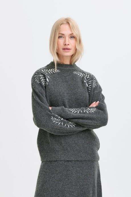 B-Young Pulls BYMAGGE EMB JUMPER femme gris